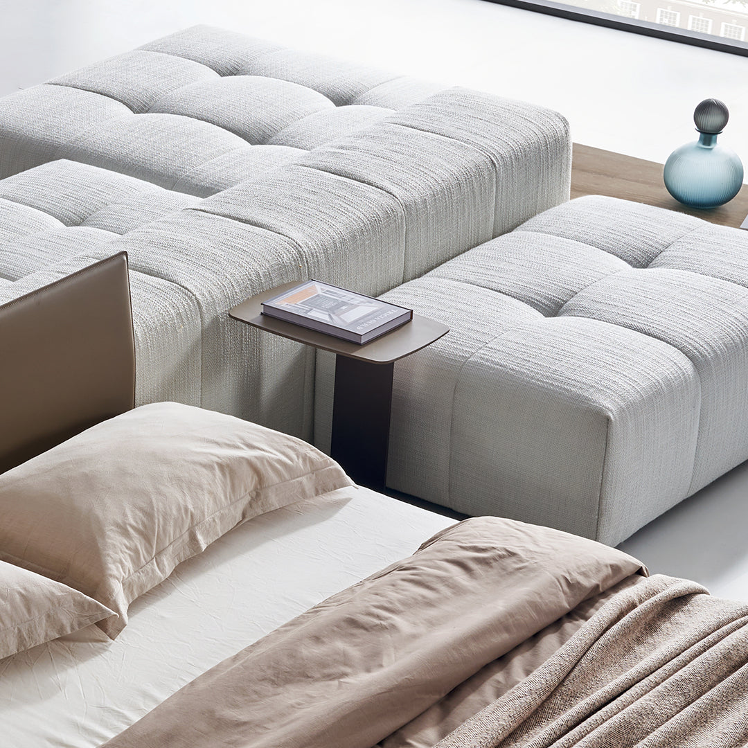 Bronze Puzzle Modular Side Table for sofas, designed by BEACON, featuring a versatile, geometric shape perfect for modern living rooms.