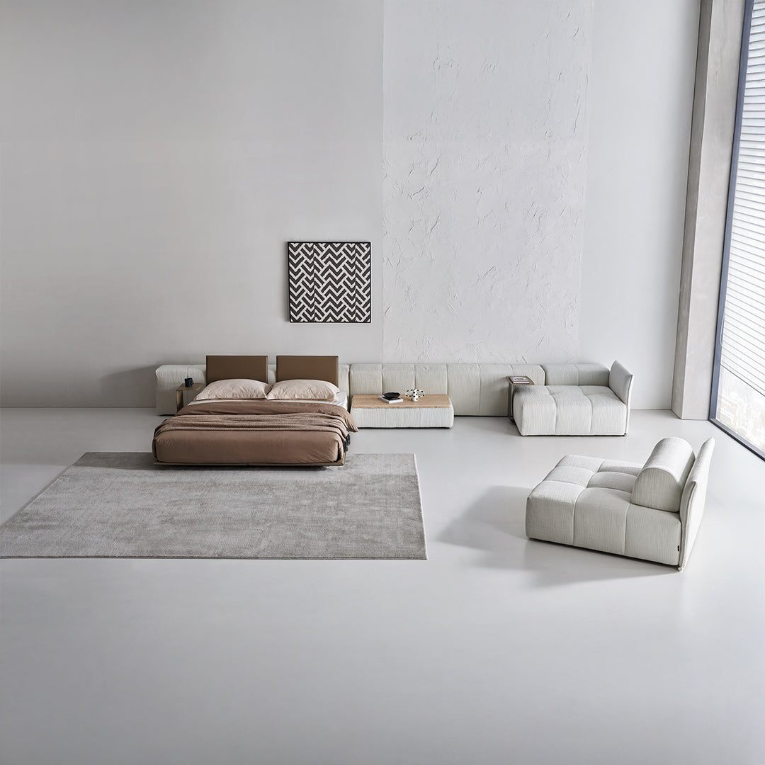 BEACON Puzzle Modular Stone Big Side Table for Sofas, modern design with textured stone finish, versatile for living room decor.