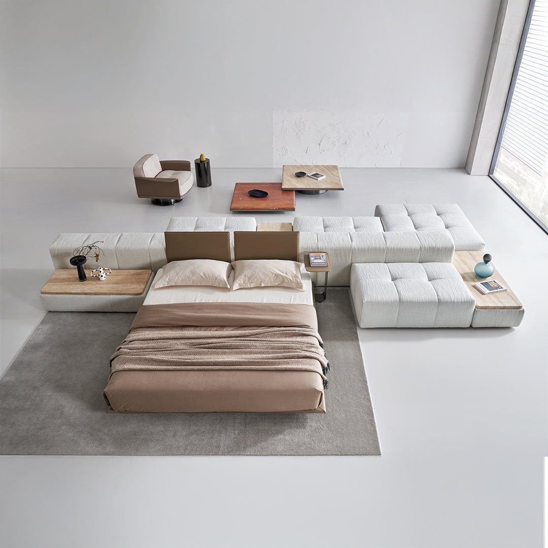 BEACON Puzzle Modular Stone Big Side Table for sofas, featuring a modern stone design and modular shape for versatile living room decor.