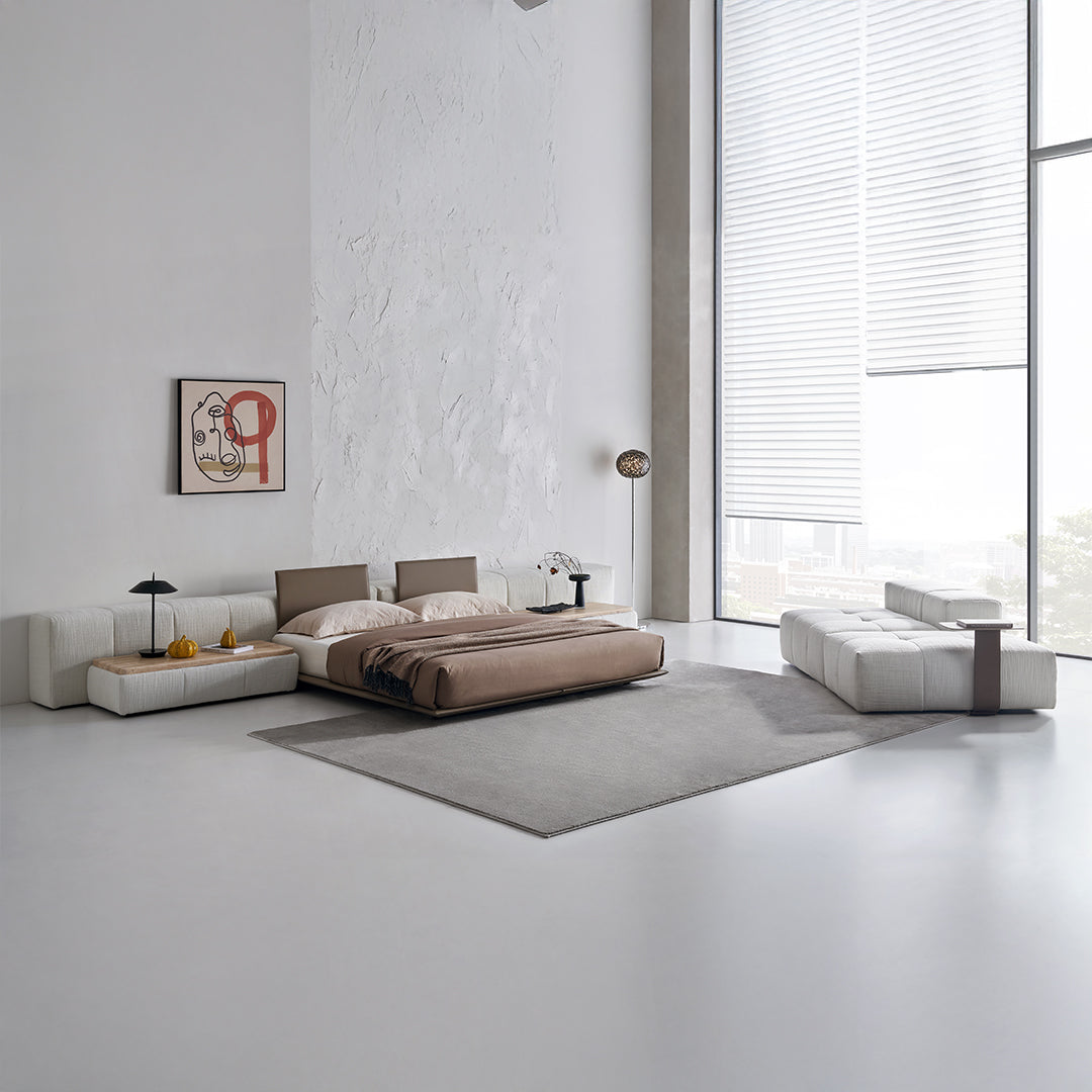 BEACON Puzzle Modular Stone Big Side Table for sofas, featuring a modular design and textured stone finish.