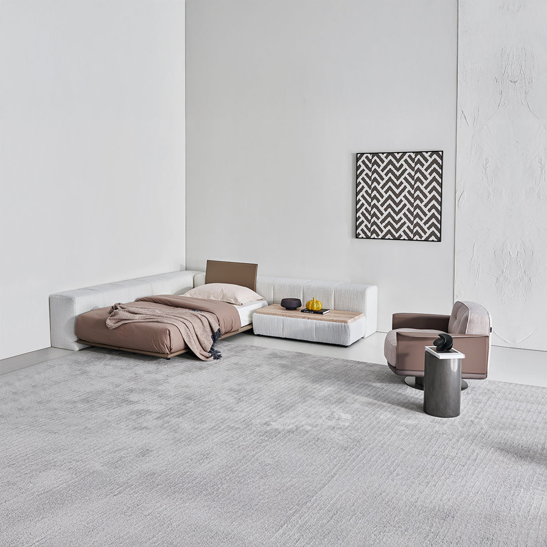 BEACON Puzzle Modular Stone Big Side Table for sofas, showing a modern, multi-piece stone design on a living room setting