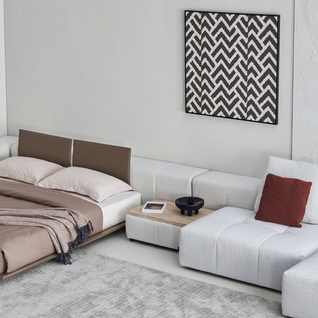 BEACON Puzzle Modular Stone Small Side Table for sofas, featuring a modern, textured stone design and versatile modular shape.