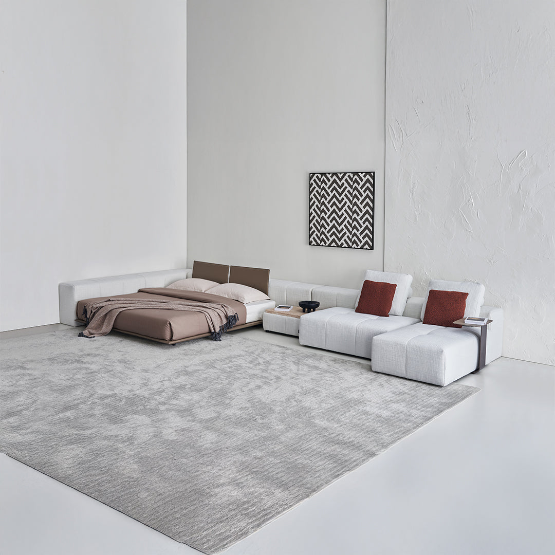 BEACON Puzzle Suspended Bed Base with 2 Backrests, modern bedstead with unique design and sturdy construction.