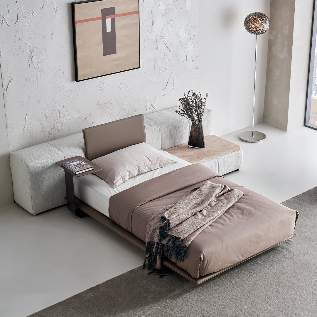 Puzzle Suspended Single Bed Base with 1 backrest - SF080 -  Bedsteads - ebarza Furniture UAE | Shop Modern Furniture in Abu Dhabi & Dubai - مفروشات ايبازرا في الامارات | تسوق اثاث عصري وديكورات مميزة في دبي وابوظبي