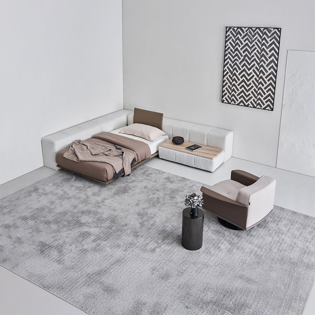 BEACON Puzzle Suspended Single Bed Base with One Backrest, modern design, sturdy construction, ideal for contemporary bedrooms.