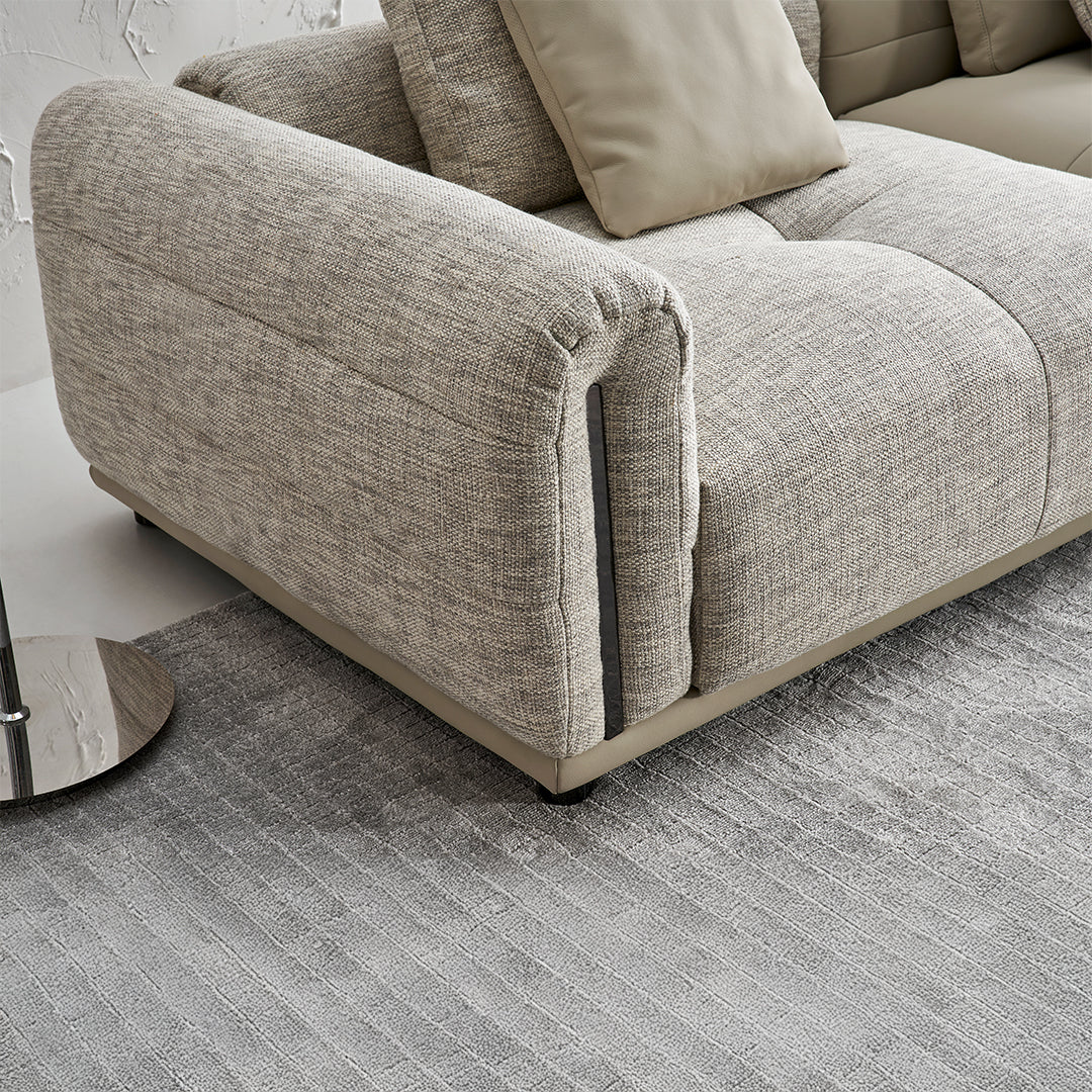 BEACON Quadro single seater modular sofa with right armrest, modern living room furniture, beige upholstery, side view