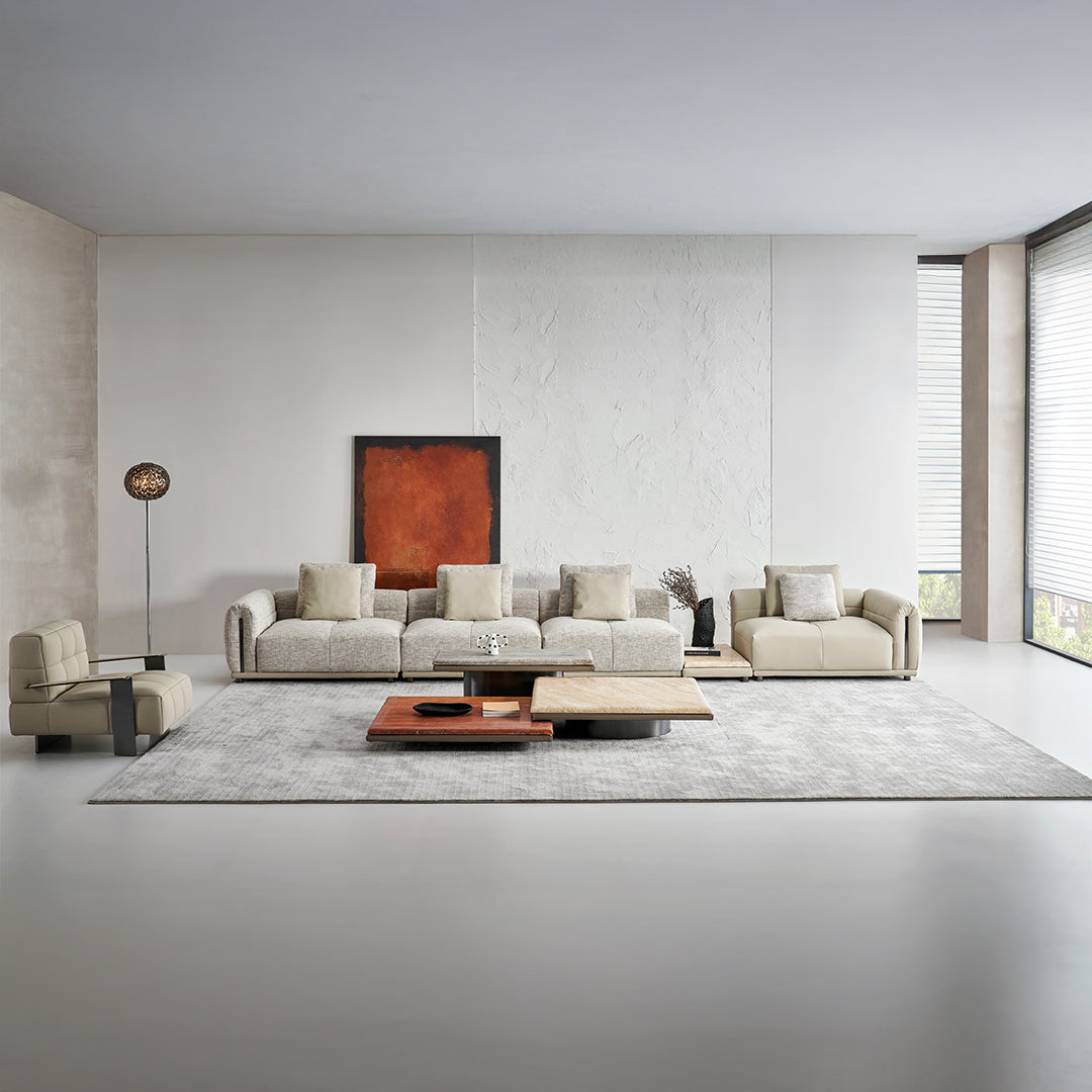 BEACON Quadro single seater without arm modular sofa, modern design, cushioned upholstery, ideal for contemporary living rooms.