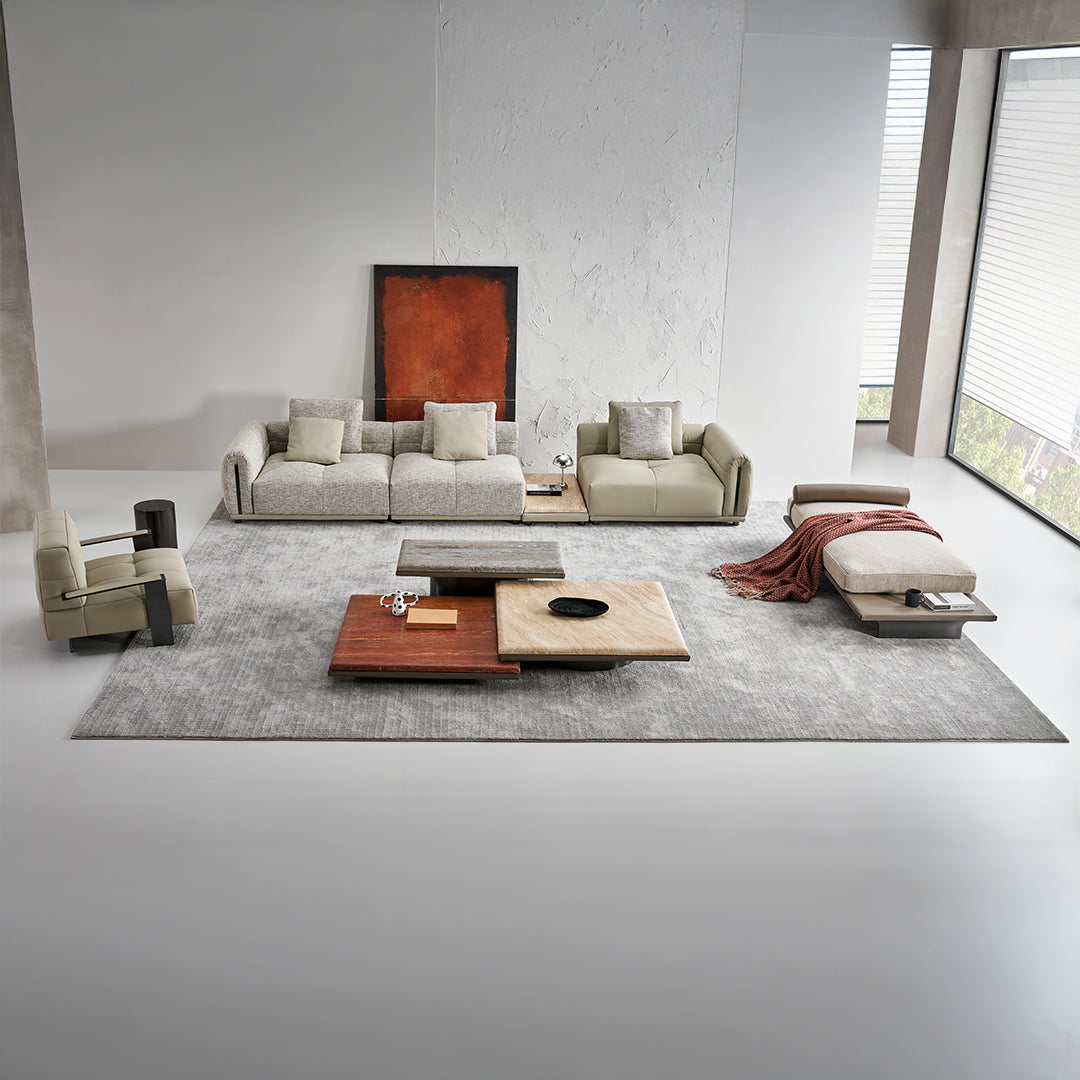 BEACON Quadro single seater without arm modular sofa in modern design, fabric upholstery, perfect for contemporary living rooms.