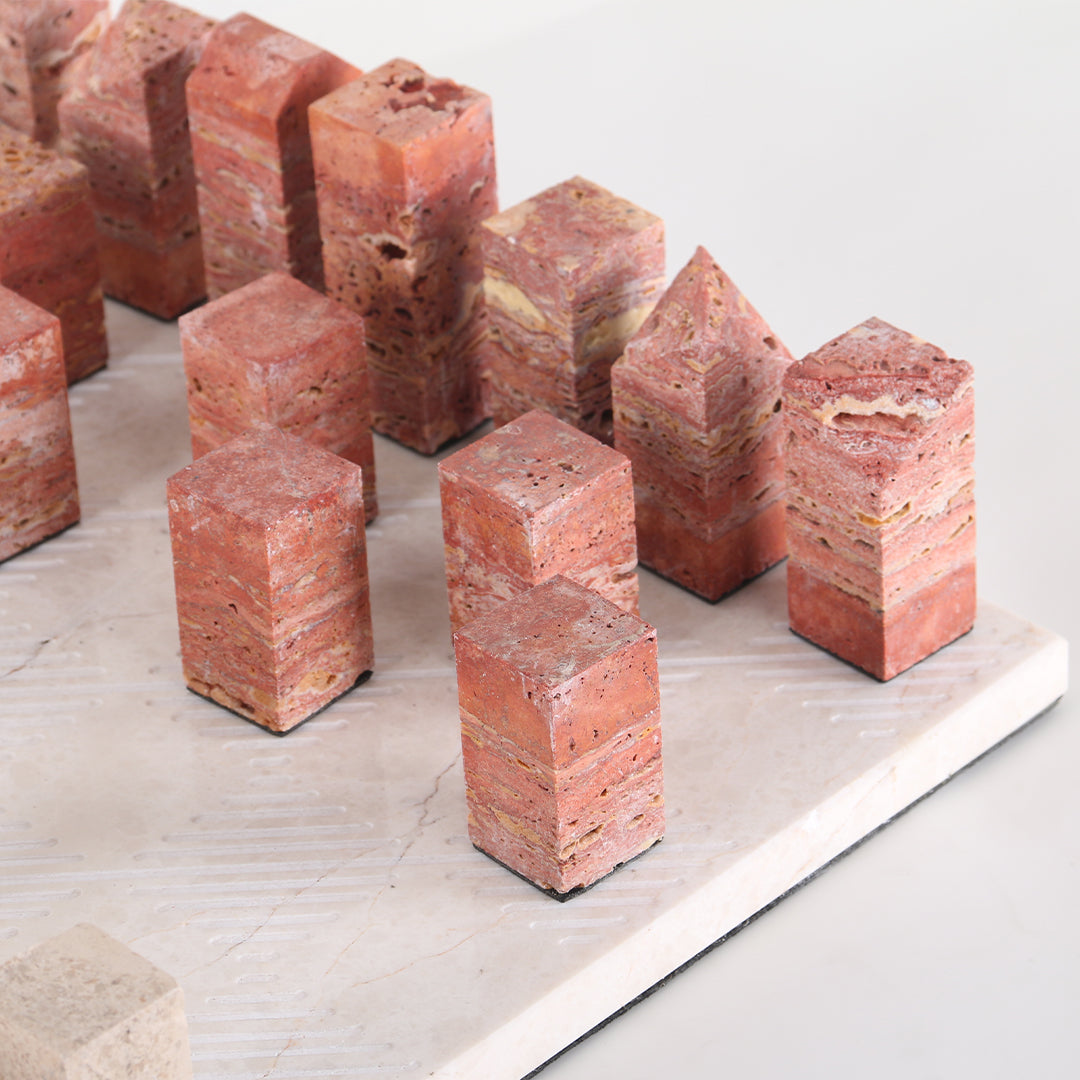 Red ochre ceramic chessboard from BEACON home decor figurines collection, featuring a stylish and decorative game board.