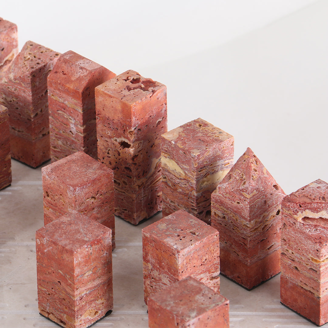 Red Ochre Chessboard figurine from BEACON, a stylish home decor piece with intricate design details.
