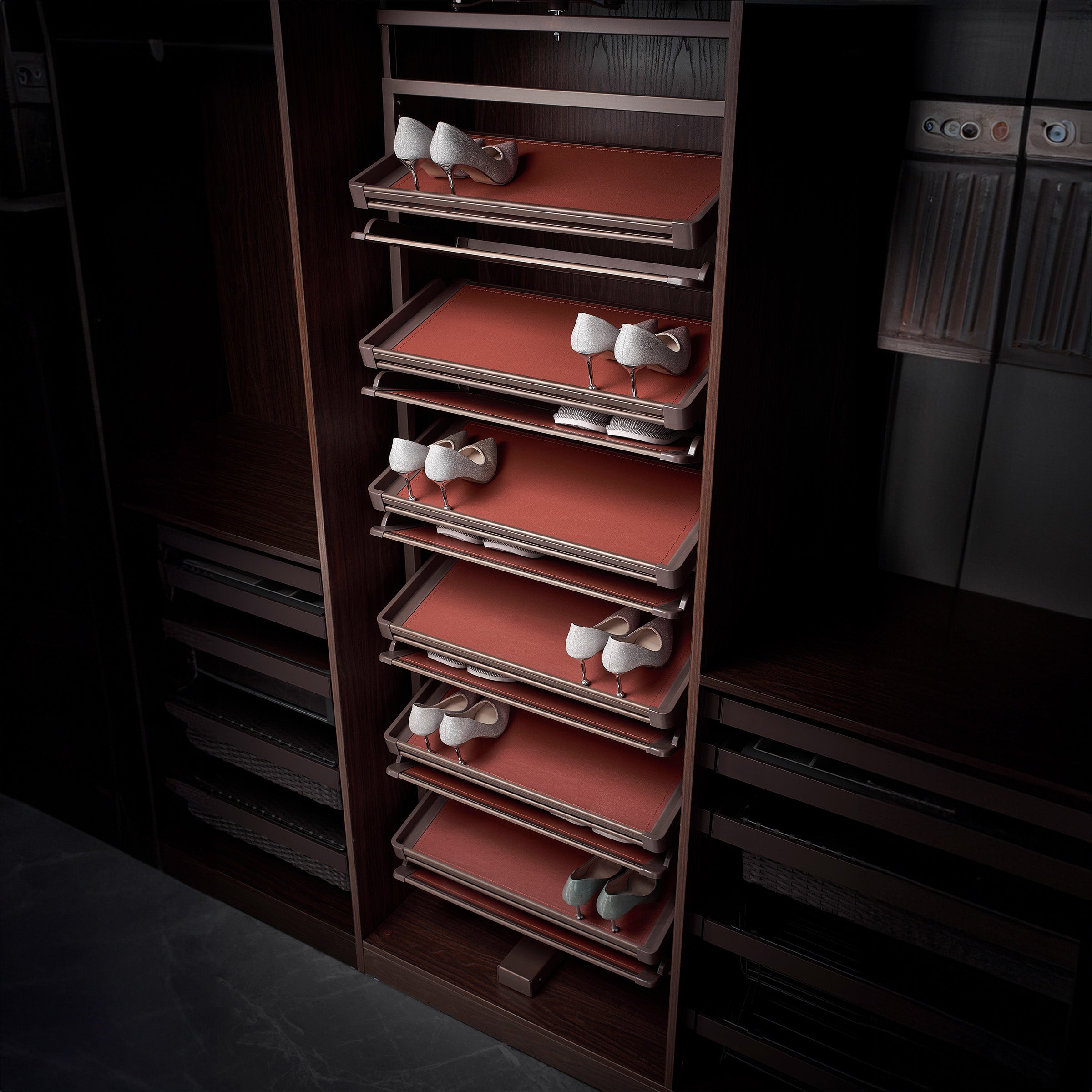 BEACON 6-layer shoe rack with durable shelves, ideal for organizing footwear in a modern home storage space.