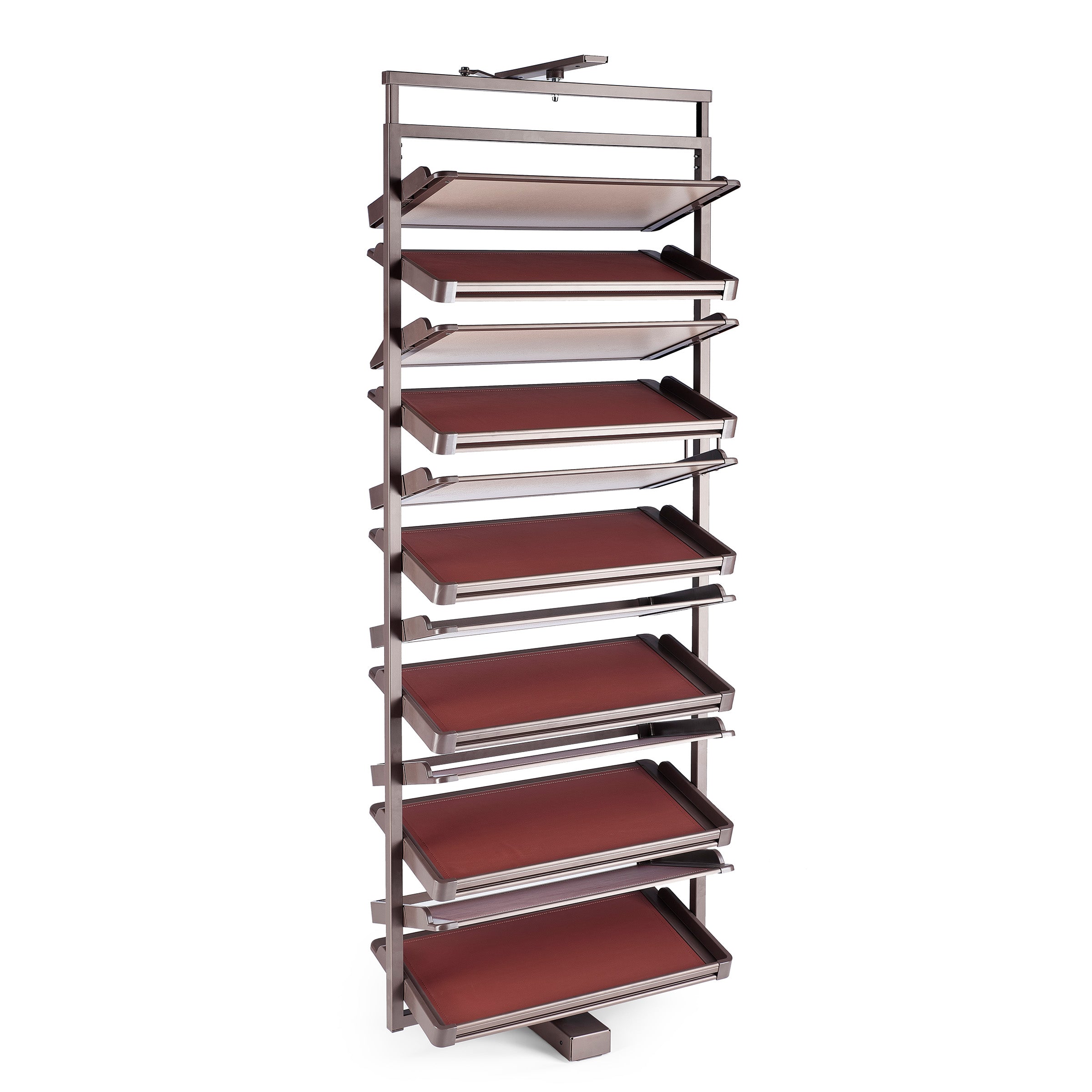 Six-layer BEACON REVOLVE shoe rack with open shelving for organized shoe storage, made of durable material.