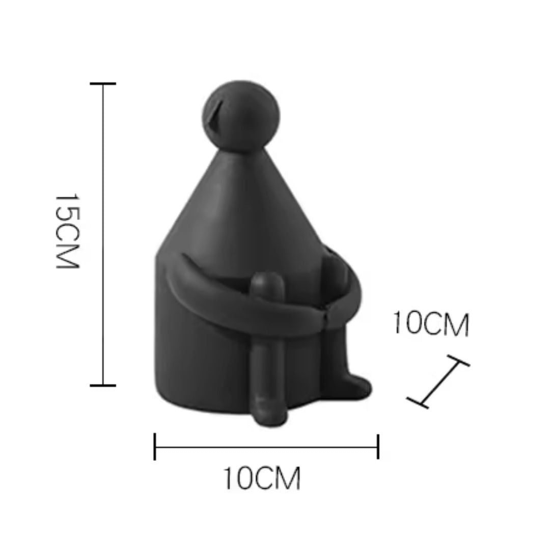 Round head white man black BEACON home decor figurine, stylish black and white sculpture for modern interior decoration