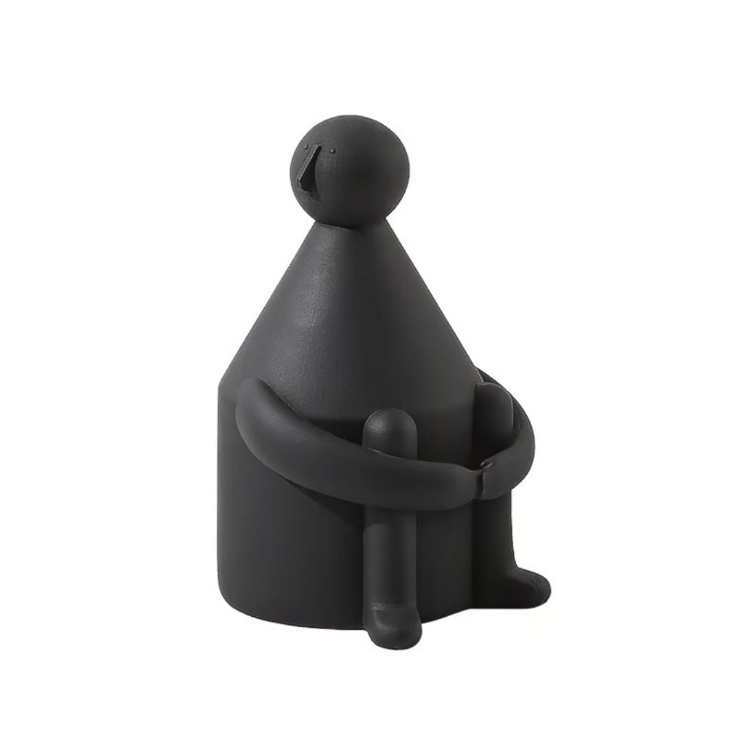 Round-head white man black home decor figurine by BEACON, featuring a stylish and modern design for interior decoration.