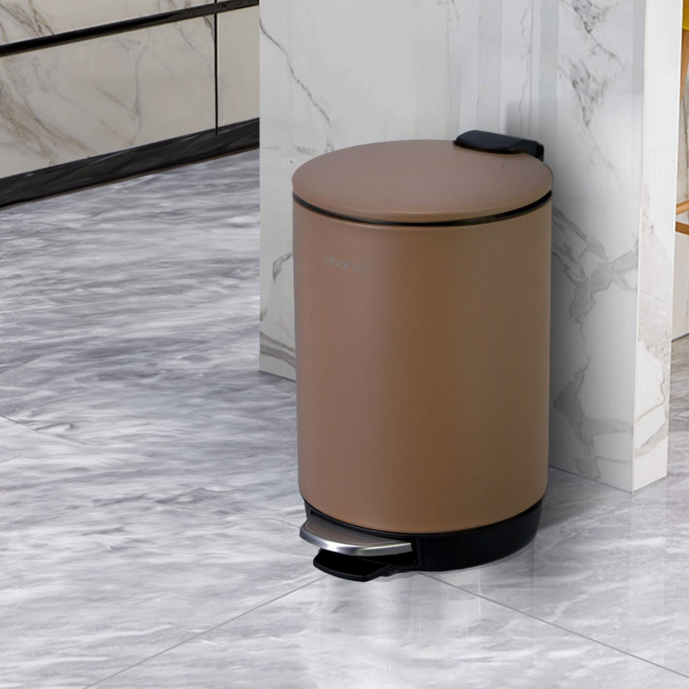 High Base Can Round High Basement Step Trash Can - 10171P-PP-3L - Brown | ebarza