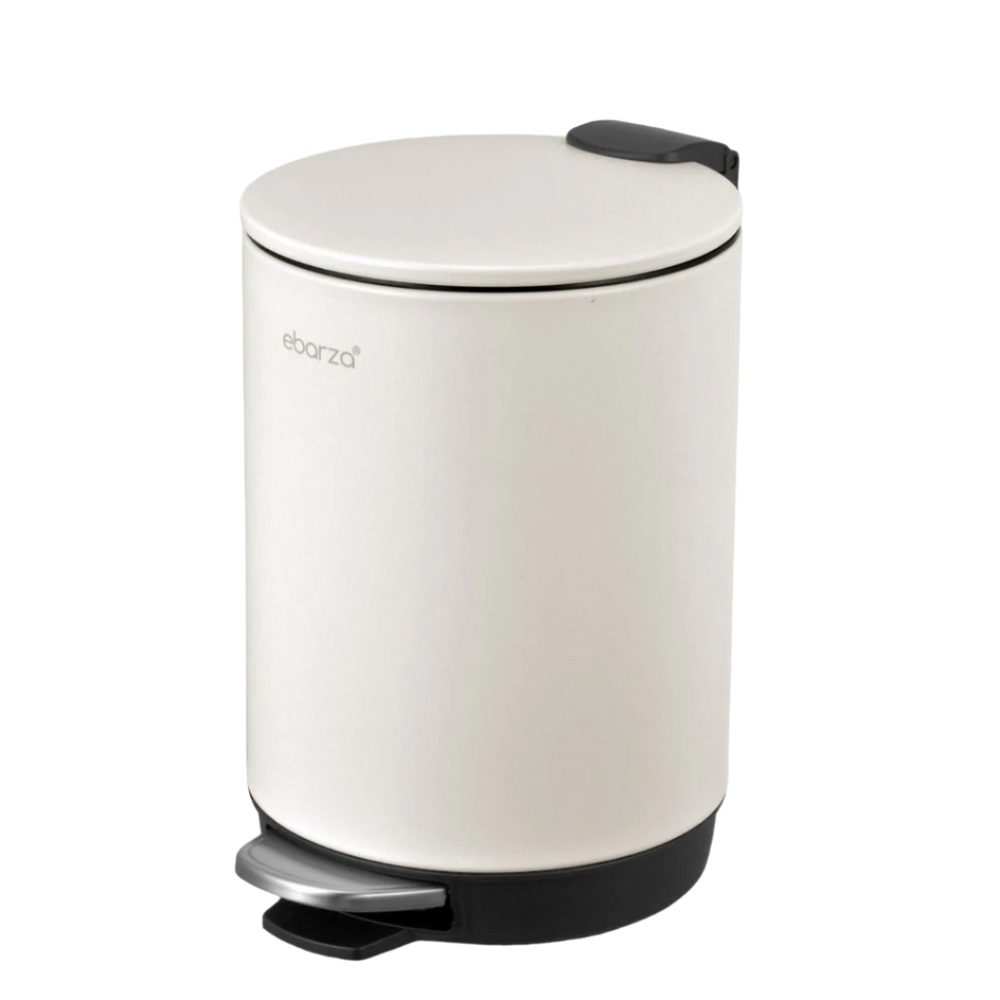 Round High Basement Step Trash Can - 10171P-PP-3L - Cream | ebarza