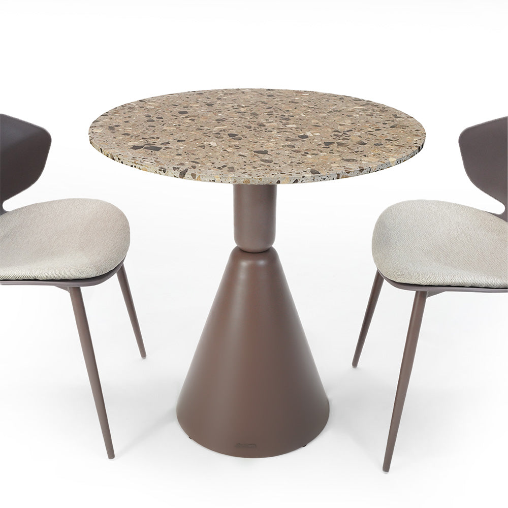 Round terrazzo table top by BEACON, 70 cm diameter, smooth surface with colorful terrazzo pattern for stylish home decor.