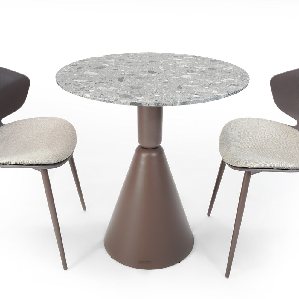 Round terrazzo table top by BEACON, 70 cm diameter, stylish and durable surface for dining or workspace use.