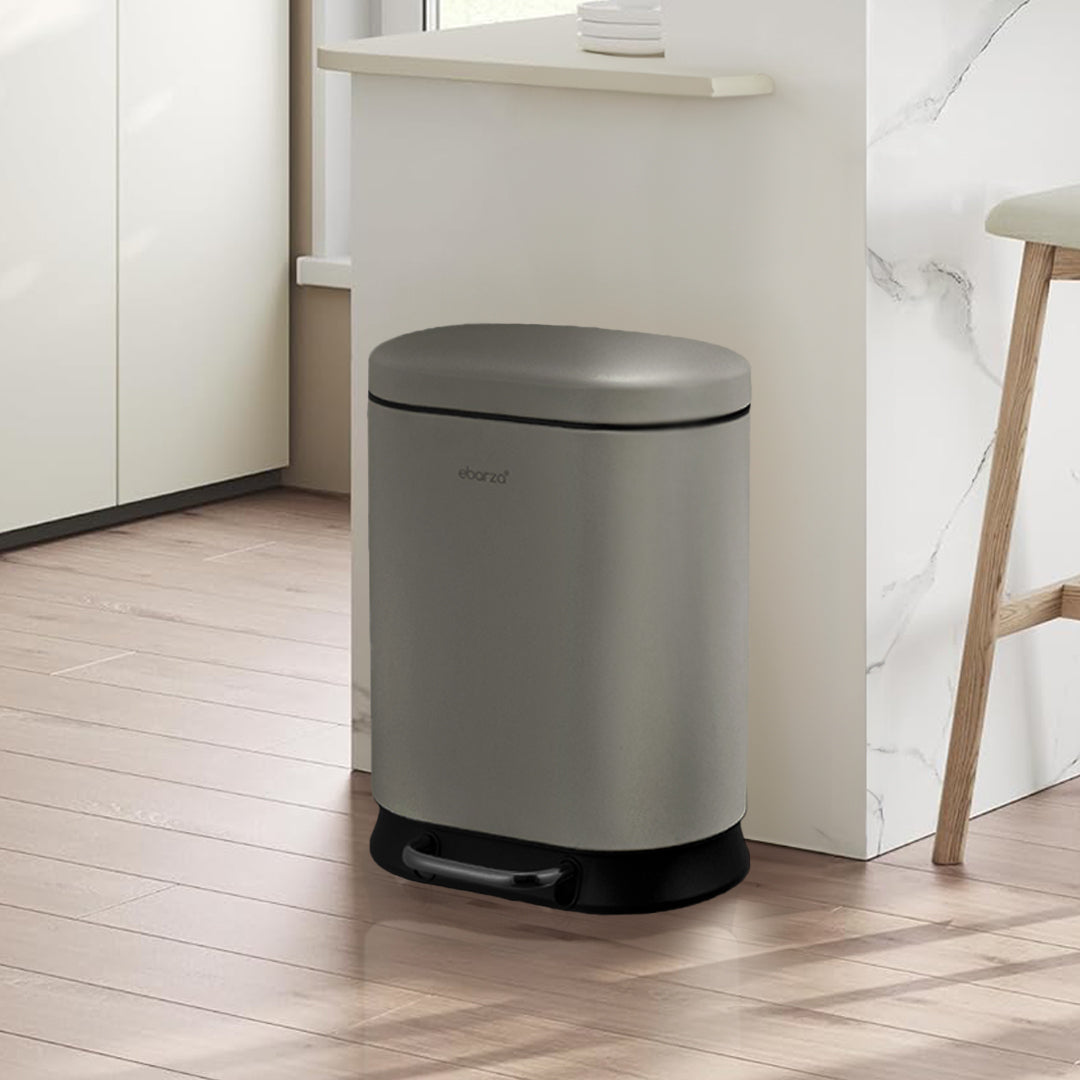 Runway Shape Soft-Close Trash Can - 10110P-30L -  Bathroom Accessories - ebarza Furniture UAE | Shop Modern Furniture in Abu Dhabi & Dubai - مفروشات ايبازرا في الامارات | تسوق اثاث عصري وديكورات مميزة في دبي وابوظبي