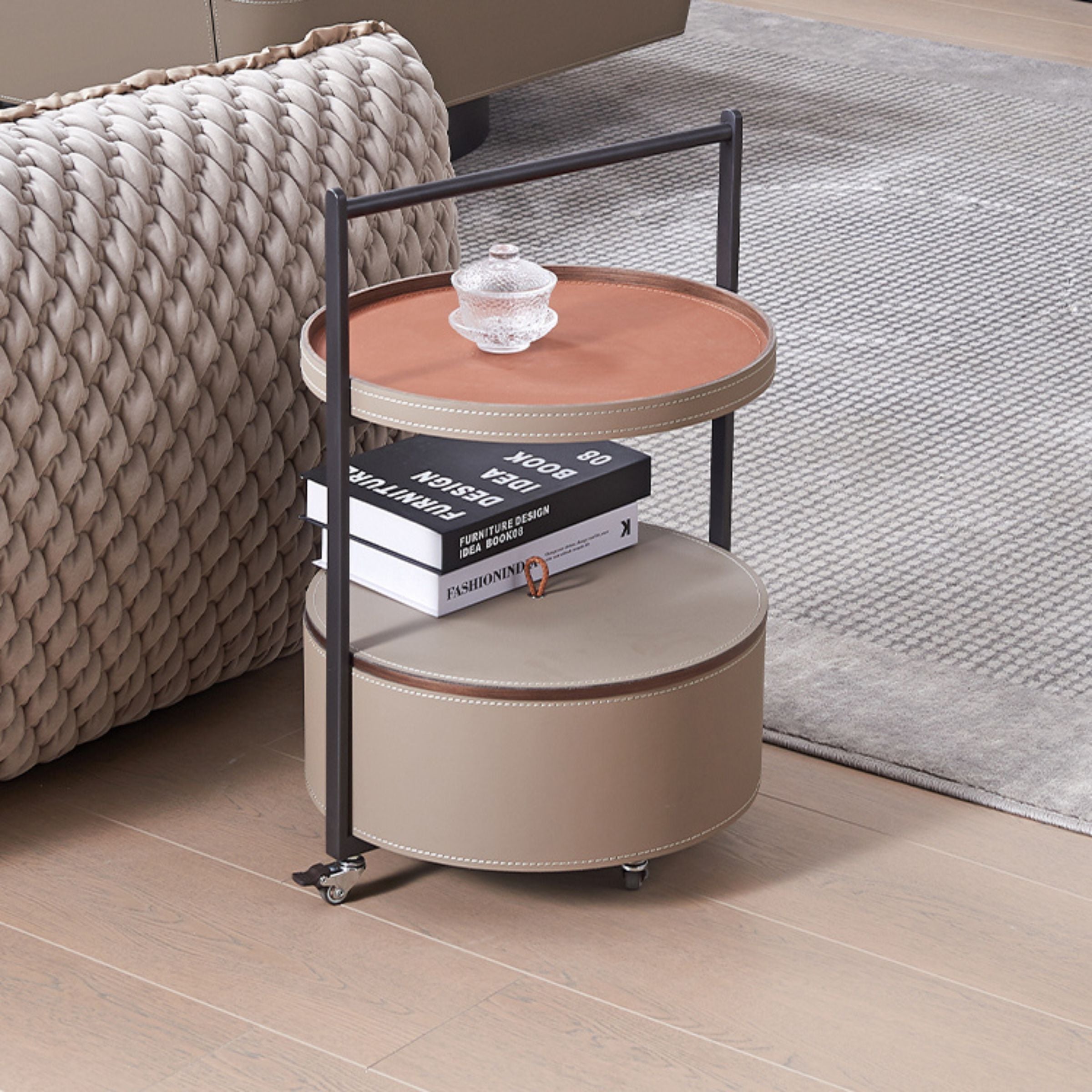Saddle leather BEACON MLL-D65 coffee table with a sleek rectangular design and sturdy wooden legs.