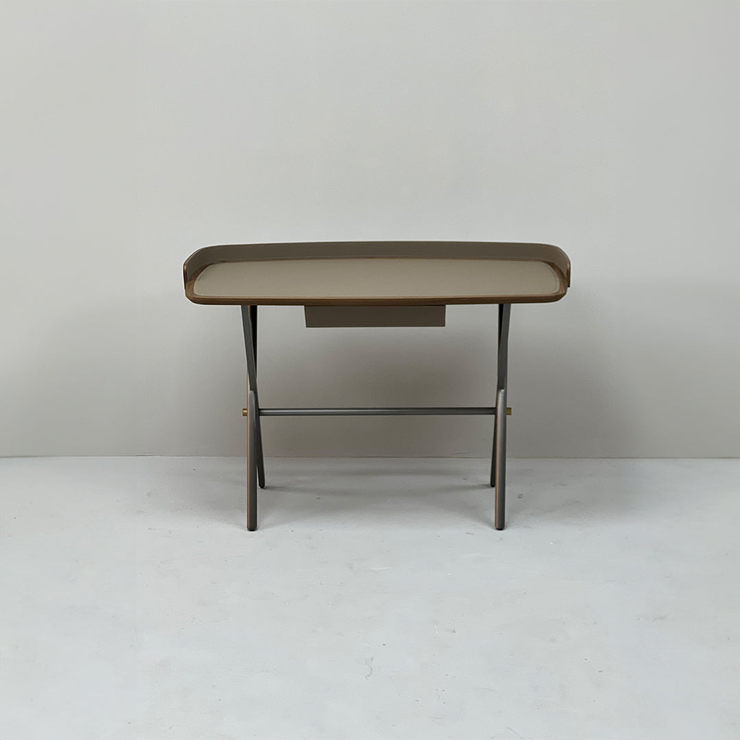 BEACON saddle leather desk JK-J13 for office use, featuring a polished wooden surface and leather accents.