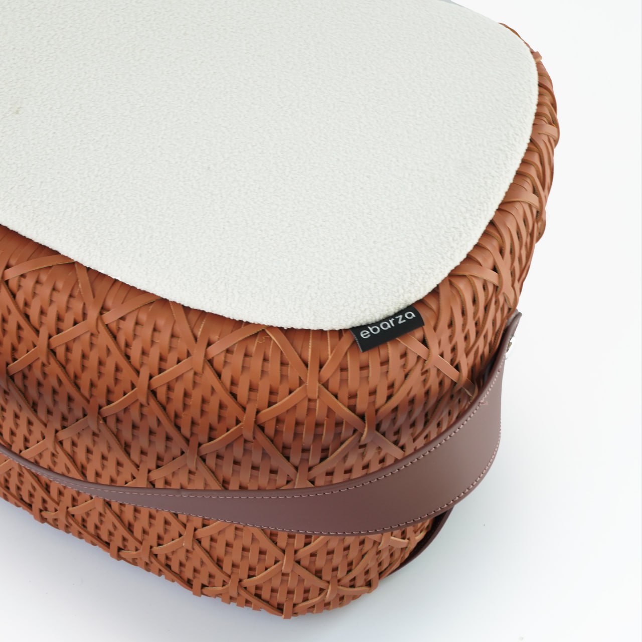 Saddle Leather Ottoman MLL-A57-Orange -  Poufs - ebarza Furniture UAE | Shop Modern Furniture in Abu Dhabi & Dubai - مفروشات ايبازرا في الامارات | تسوق اثاث عصري وديكورات مميزة في دبي وابوظبي