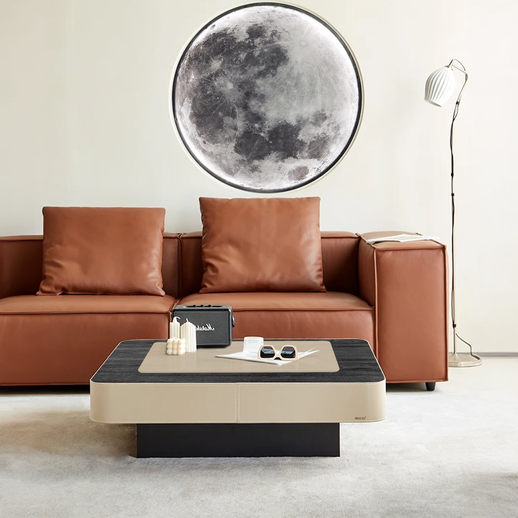 BEACON Saddle Leather Veneer Coffee Table MLL-D110 with sleek rectangular design and smooth leather finish.