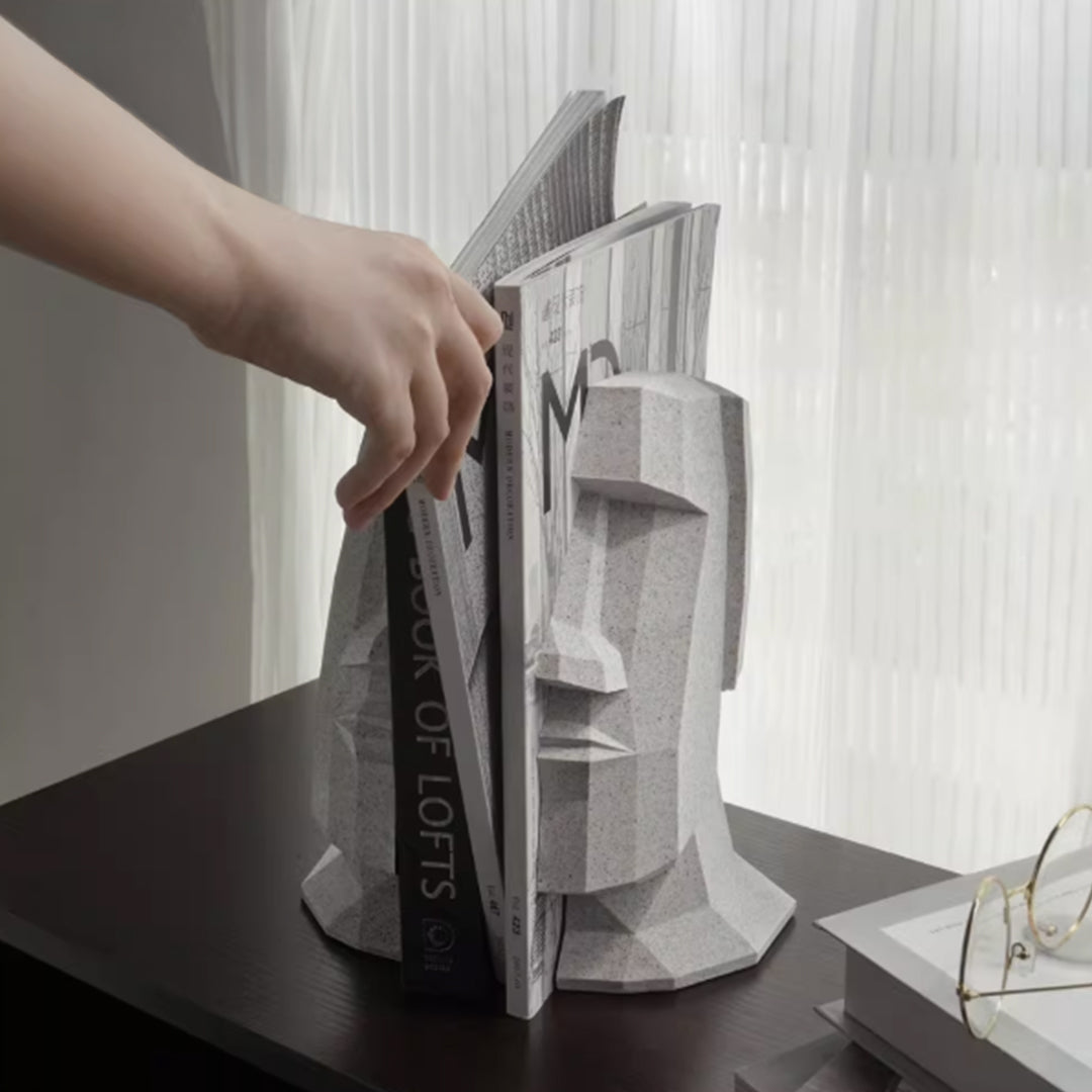 BEACON Sahara Giant Book Block Bookends in beige with textured surface, designed to hold and organize books on a shelf.