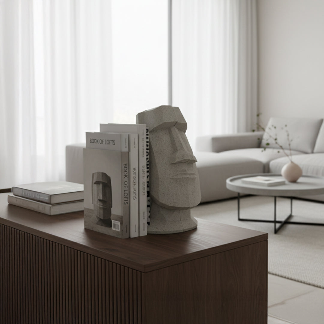 BEACON Sahara Giant Book Block Bookends in beige with textured surface, designed to support and organize books decoratively.