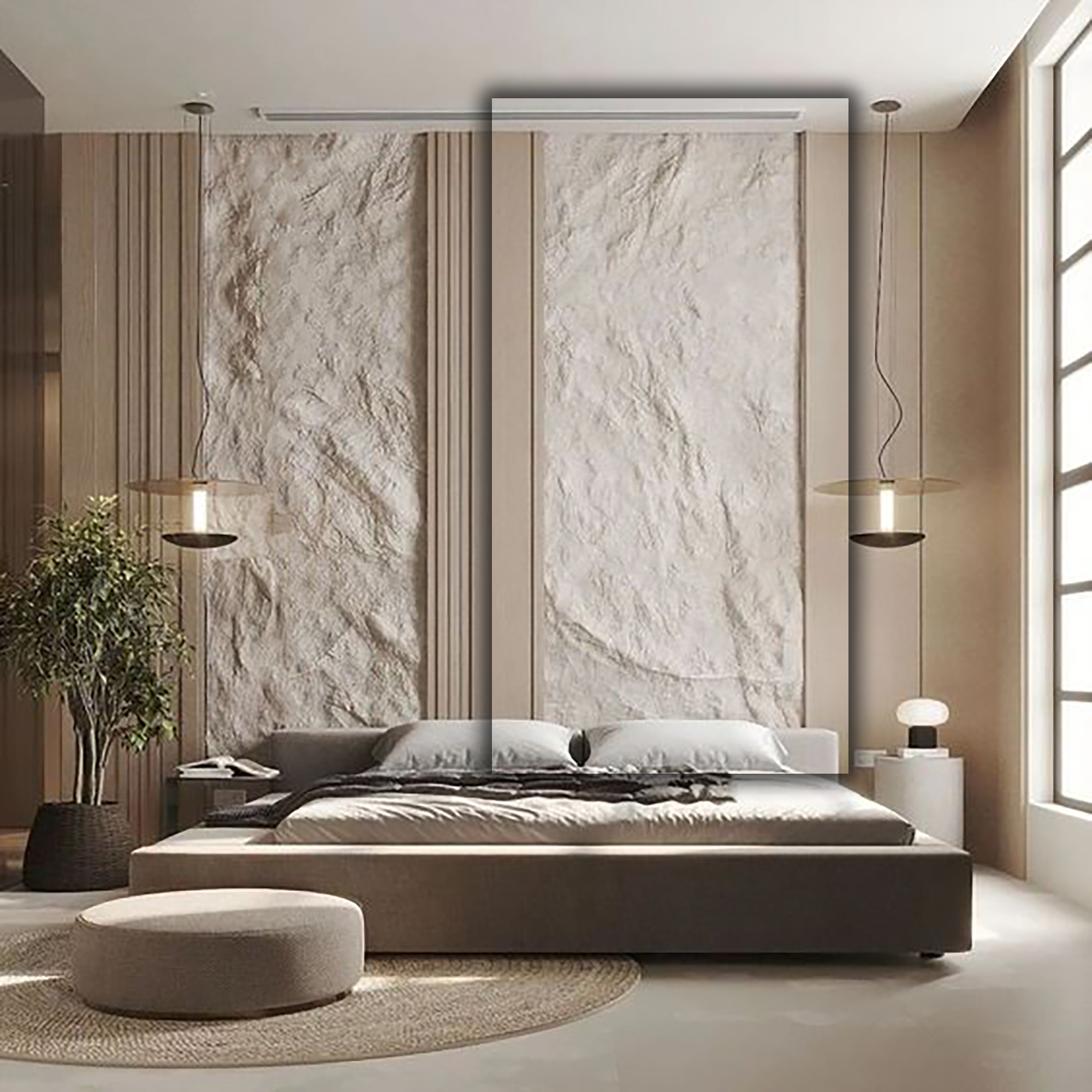 Sample of ARTSTONE PANNEL SYSTEMS Roca Basalto White Stone Wall Panel, 297x127cm, with textured stone appearance for interior decor.