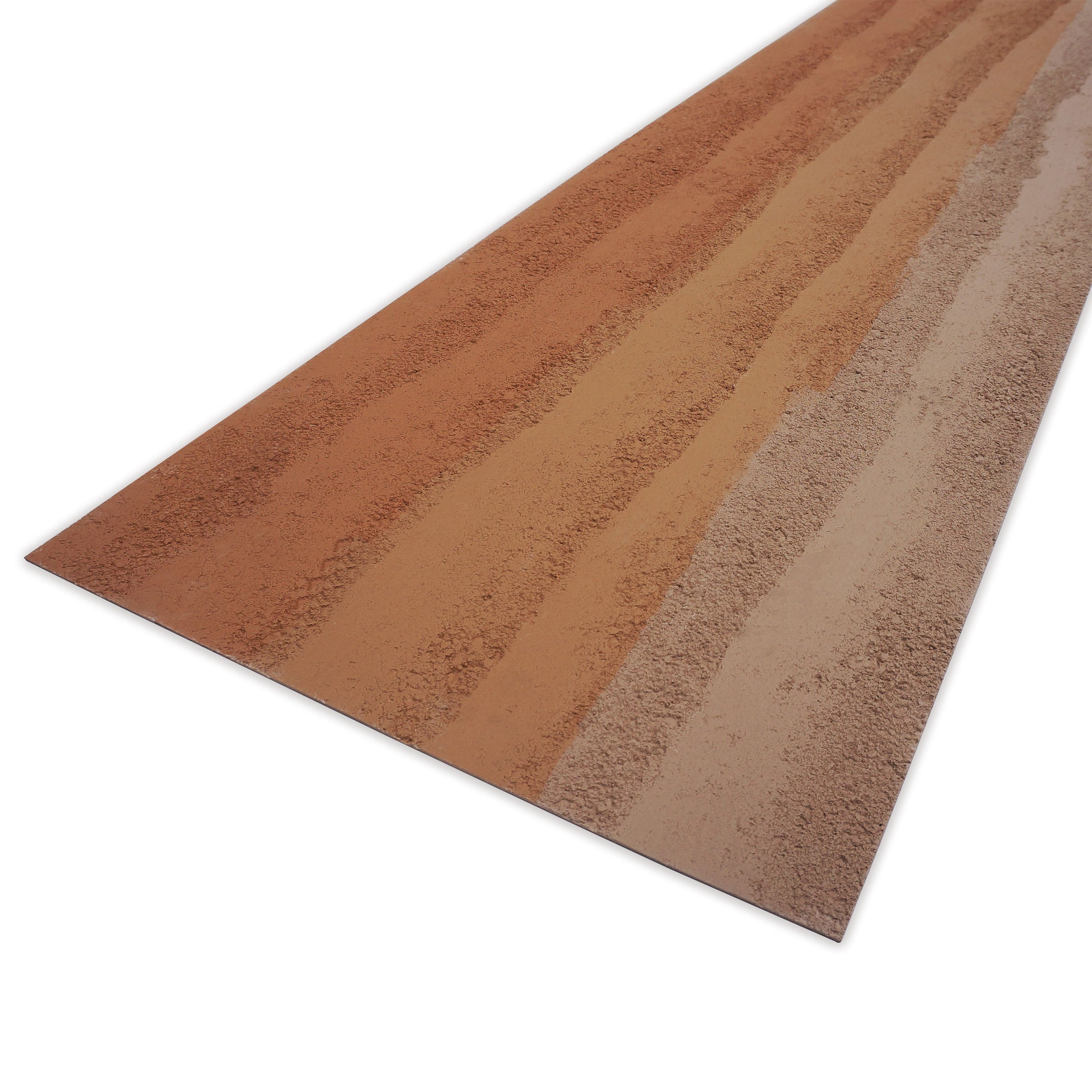 Sample of BEACON Flex Stone Cladding Danxia Rammed Earth Wall Panel, showing textured natural stone surface and earthy tones.