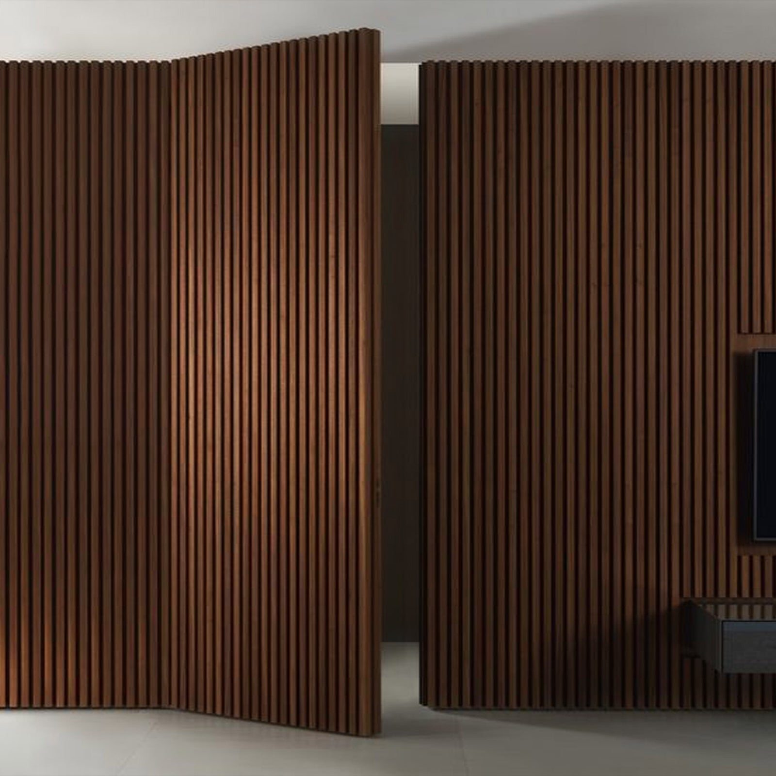 Sample of Slat Acoustic Panel 35-15mm Fire Retardant 300x60x2.1cm Walnut-Oak002 -Sample -  Wall panels samples - ebarza Furniture UAE | Shop Modern Furniture in Abu Dhabi & Dubai - مفروشات ايبازرا في الامارات | تسوق اثاث عصري وديكورات مميزة في دبي وابوظبي