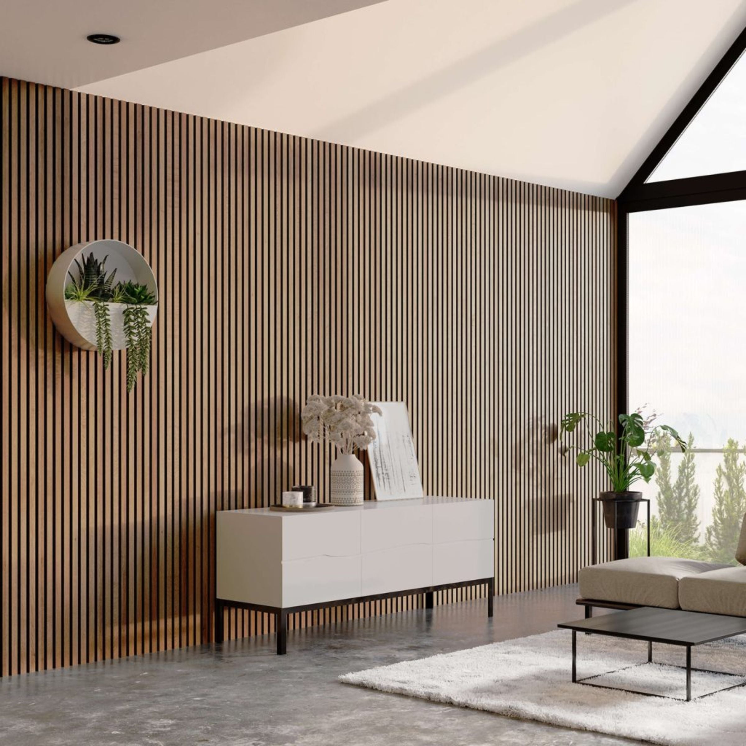 Sample of Slat acoustic panel   fire retardant - Natural walnut-Sample -  Wall panels samples - ebarza Furniture UAE | Shop Modern Furniture in Abu Dhabi & Dubai - مفروشات ايبازرا في الامارات | تسوق اثاث عصري وديكورات مميزة في دبي وابوظبي