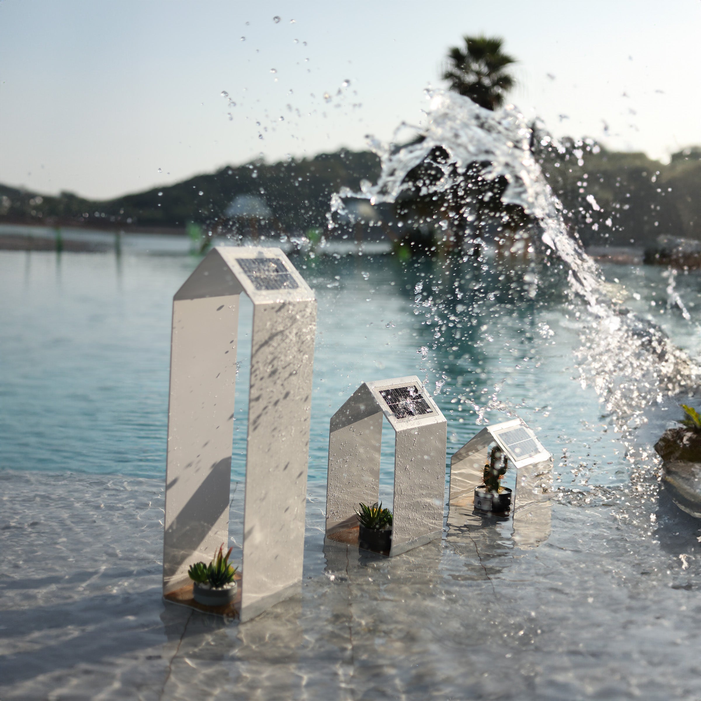 Sand matte outdoor tall light from BEACON MYX-LS0202, a smart outdoor lighting fixture with sleek, modern design.