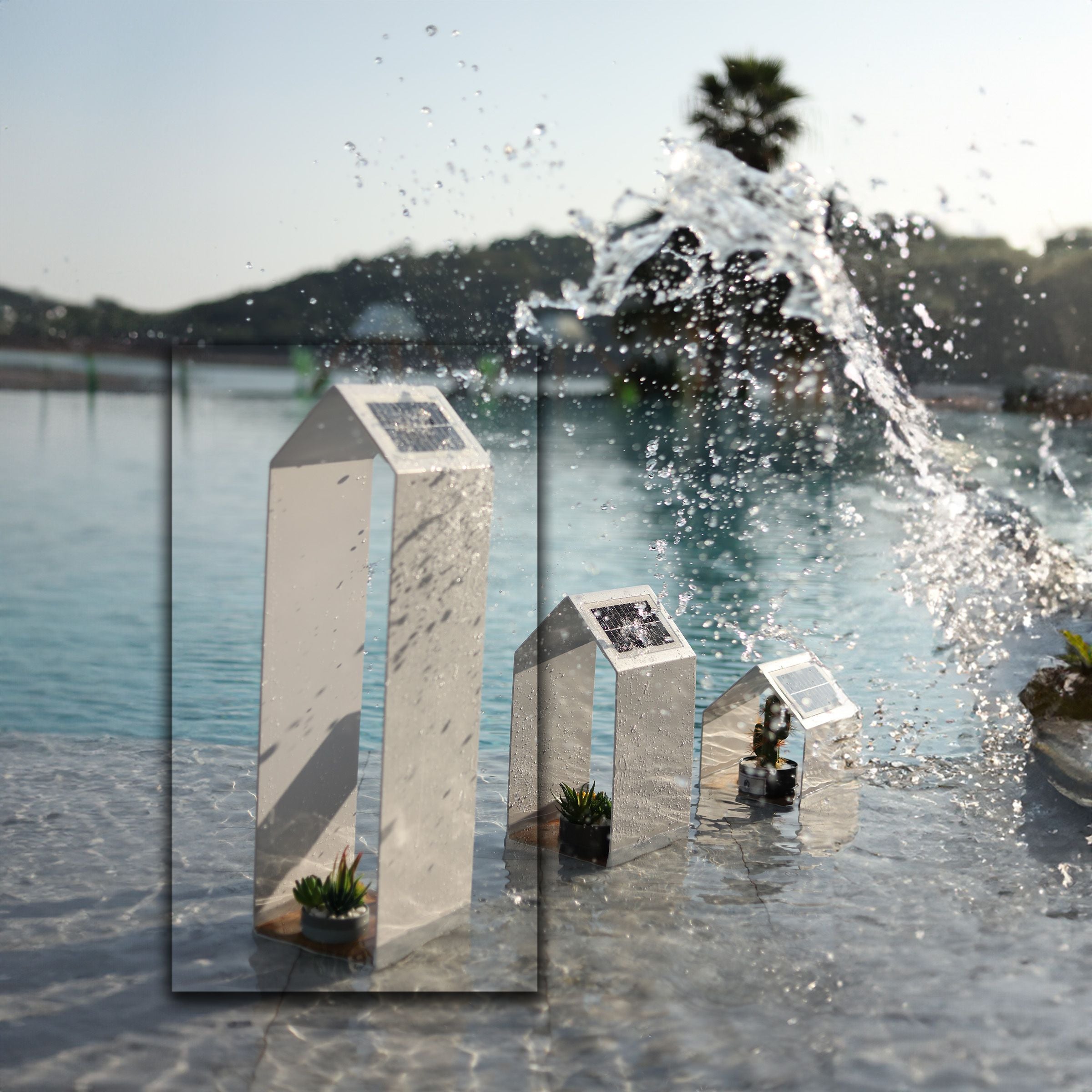 Tall sand matte outdoor smart light by BEACON, model MYX-LS0202, designed for outdoor lighting and decoration.