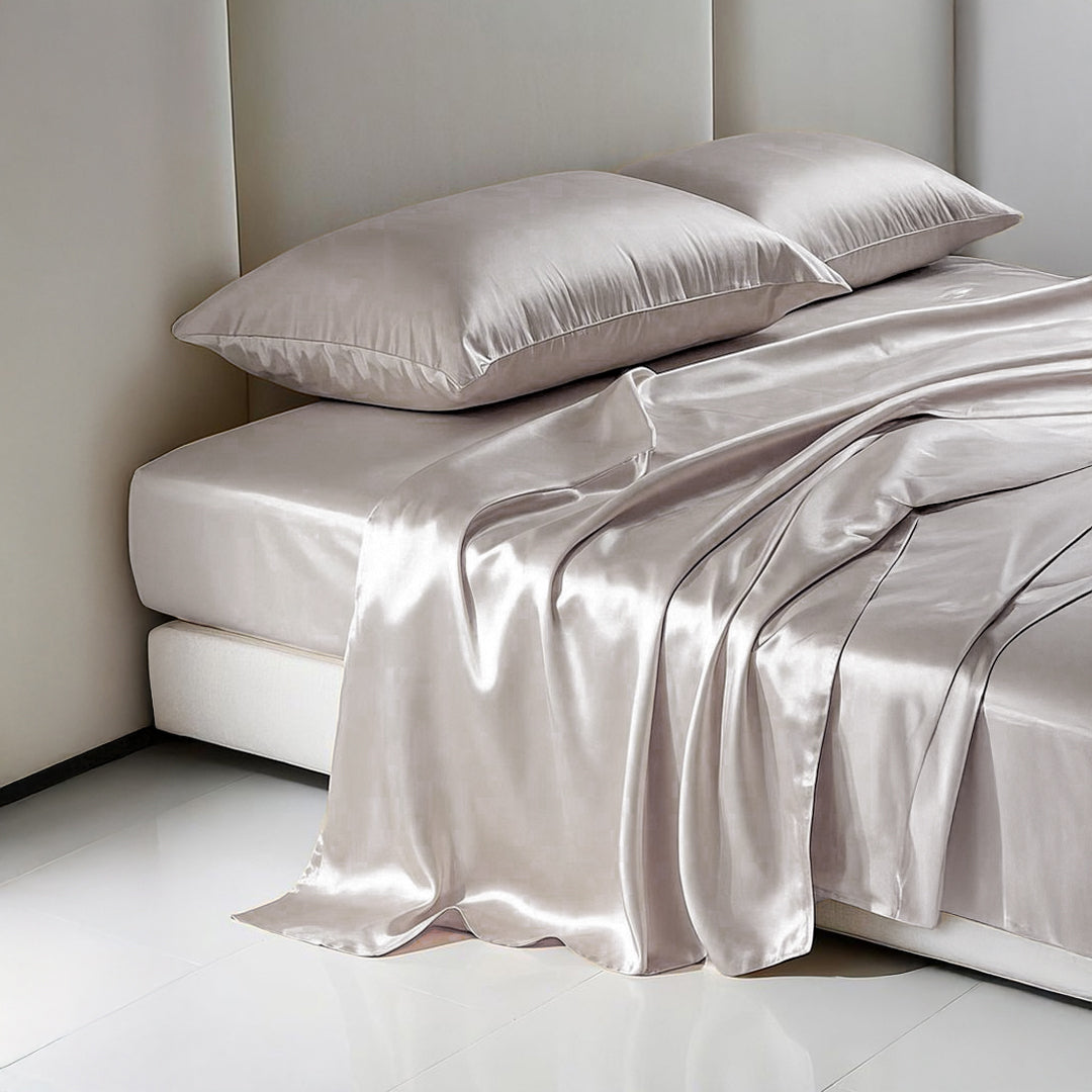 Sand natural bamboo double bedding set by BEACON, featuring 300TC breathable, soft bedding fabric for comfortable sleep.