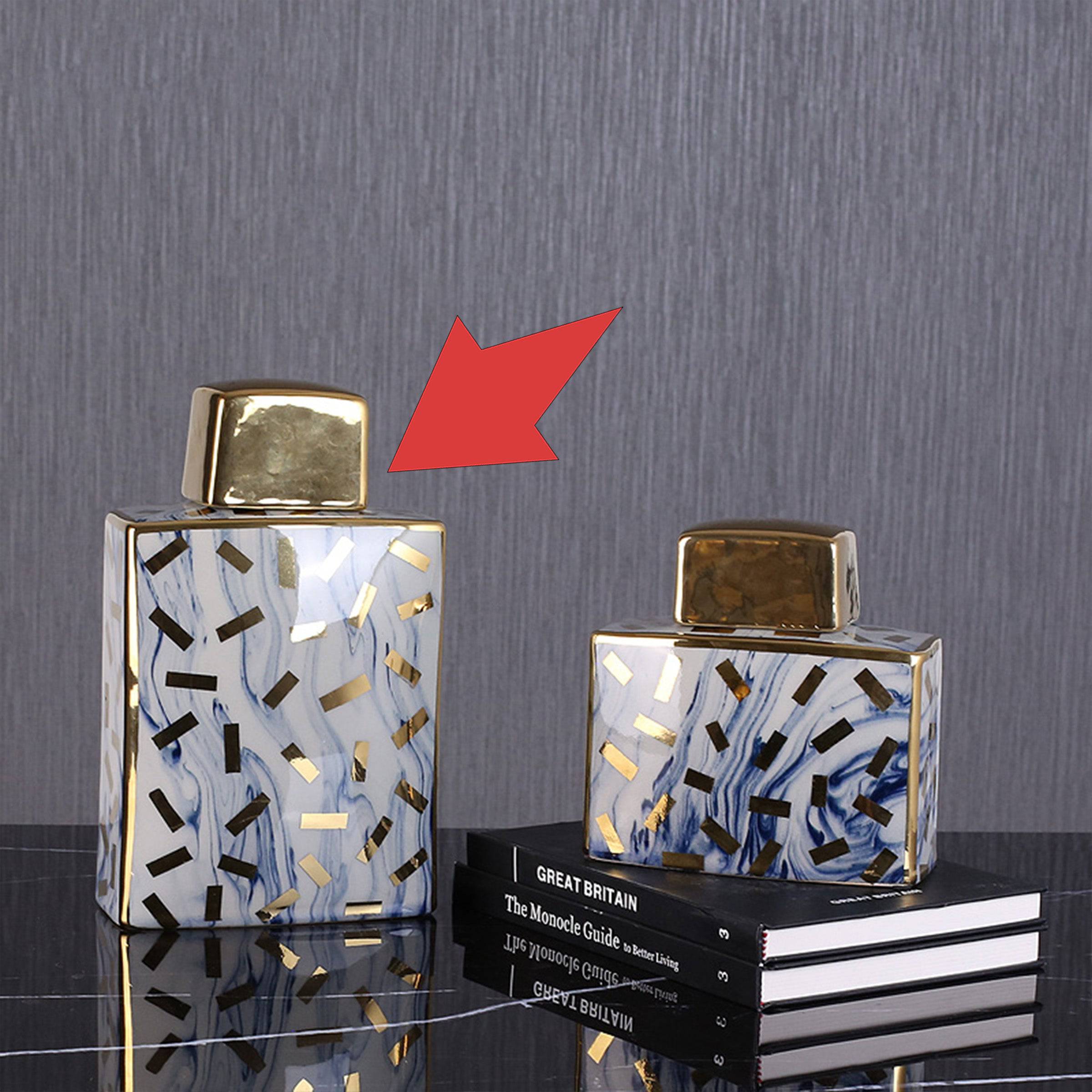 Scrap Gold  Ceramic Jar -A Fa-D2026A -  Vases | جرة سيراميك الذهبية - ebarza Furniture UAE | Shop Modern Furniture in Abu Dhabi & Dubai - مفروشات ايبازرا في الامارات | تسوق اثاث عصري وديكورات مميزة في دبي وابوظبي