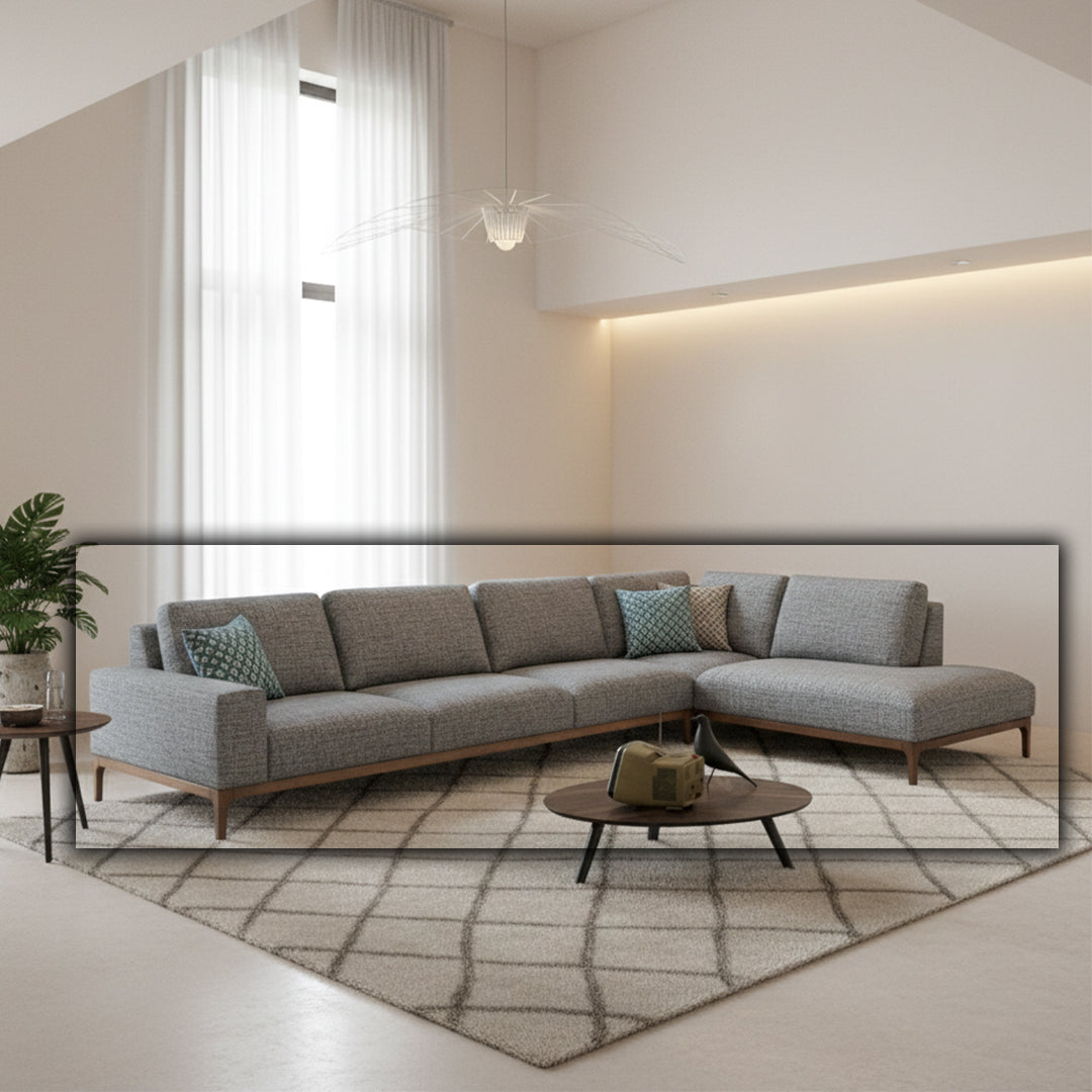 Secrete L Shape Sofa Sec009L ( Light Grey ) -  Sofas - ebarza Furniture UAE | Shop Modern Furniture in Abu Dhabi & Dubai - مفروشات ايبازرا في الامارات | تسوق اثاث عصري وديكورات مميزة في دبي وابوظبي