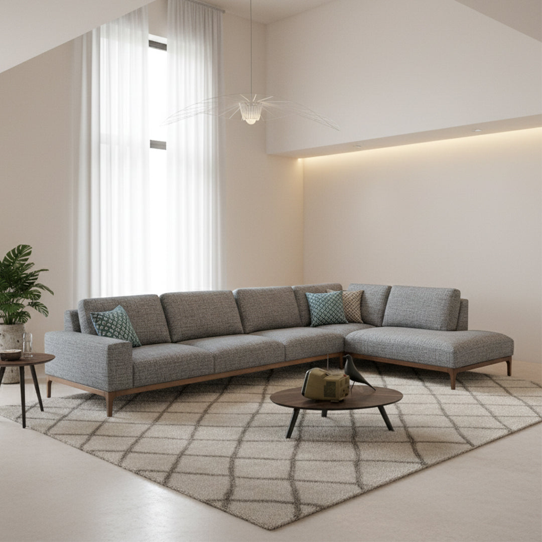 Secrete L Shape Sofa Sec009L ( Light Grey ) -  Sofas - ebarza Furniture UAE | Shop Modern Furniture in Abu Dhabi & Dubai - مفروشات ايبازرا في الامارات | تسوق اثاث عصري وديكورات مميزة في دبي وابوظبي