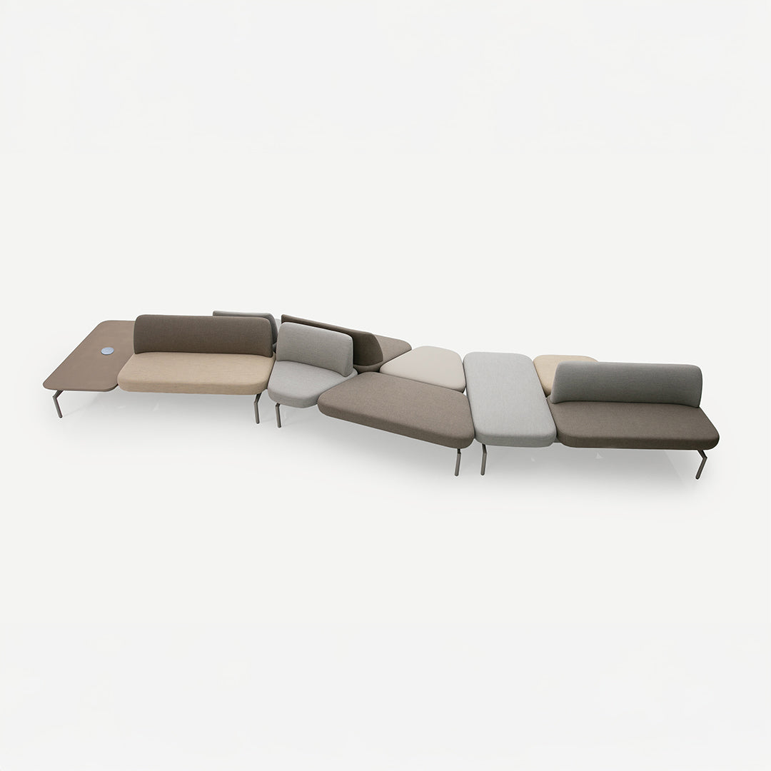 BEACON Sectional Dune Sofa H-249 with finished chair, modern beige fabric sofa with plush cushions and sleek design.