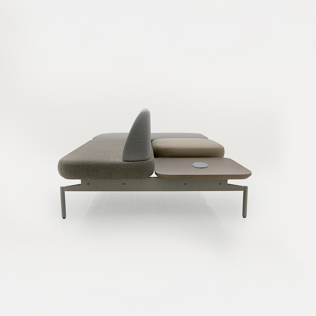 BEACON Sectional Dune Sofa H-249 with finished chair, modern sofa set in neutral fabric, spacious seating for living room.