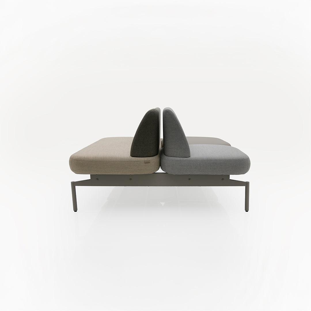 BEACON Dune Sectional Sofa H-249 with finished chair, modern beige fabric, and plush cushions in a stylish living room setting.