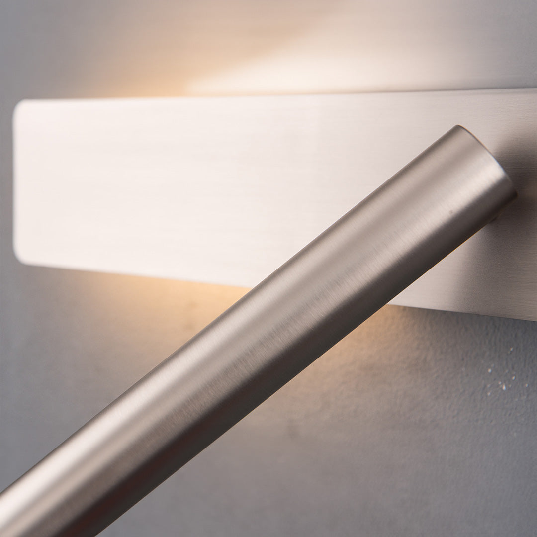 BEACON Seed Hotel Style Wall Reading Lamp Seed-WL 26-GB mounted on a headboard, modern wall lamp with adjustable light.