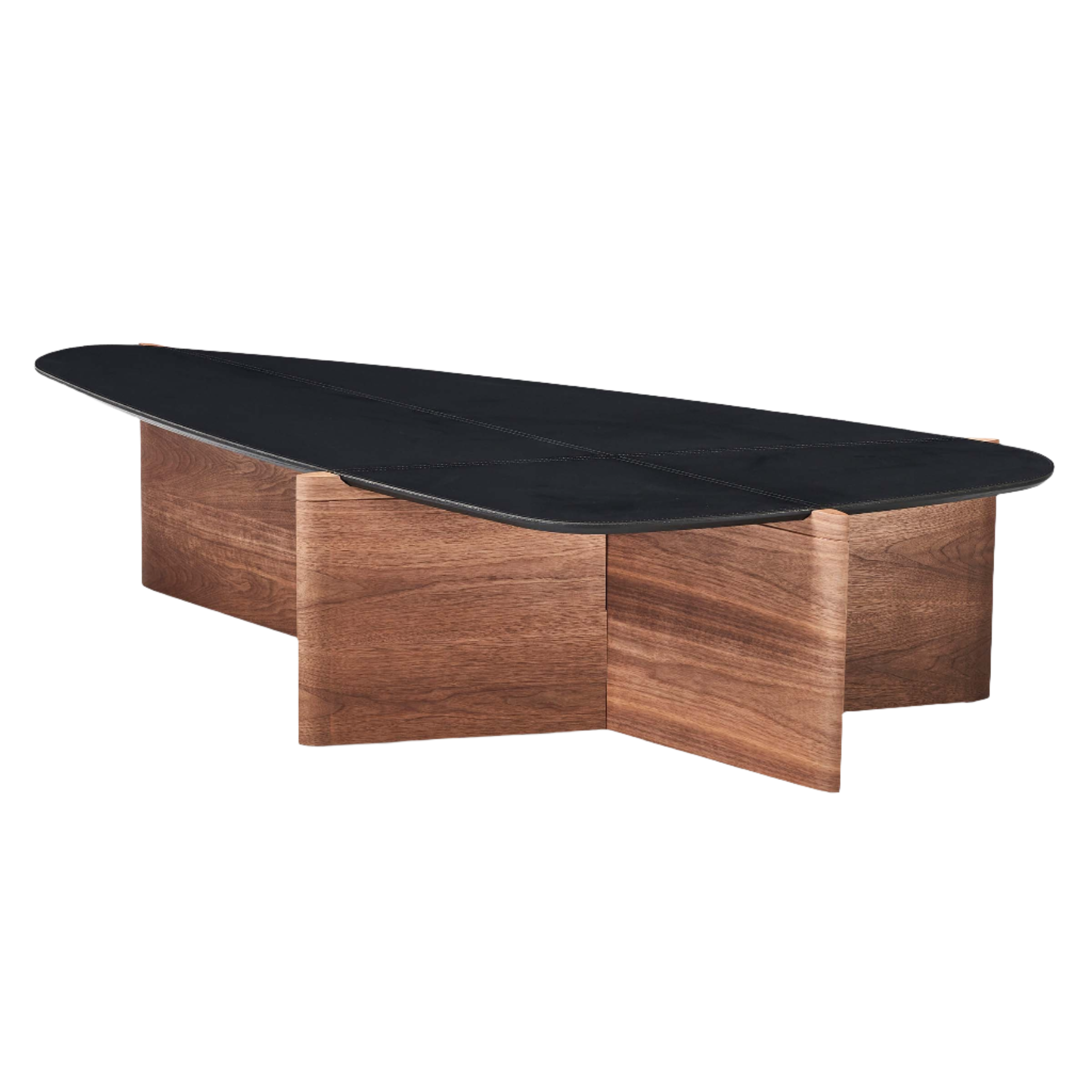 Seina Saddle Leather Top Coffee Table by BEACON with a sleek saddle leather surface and modern design.