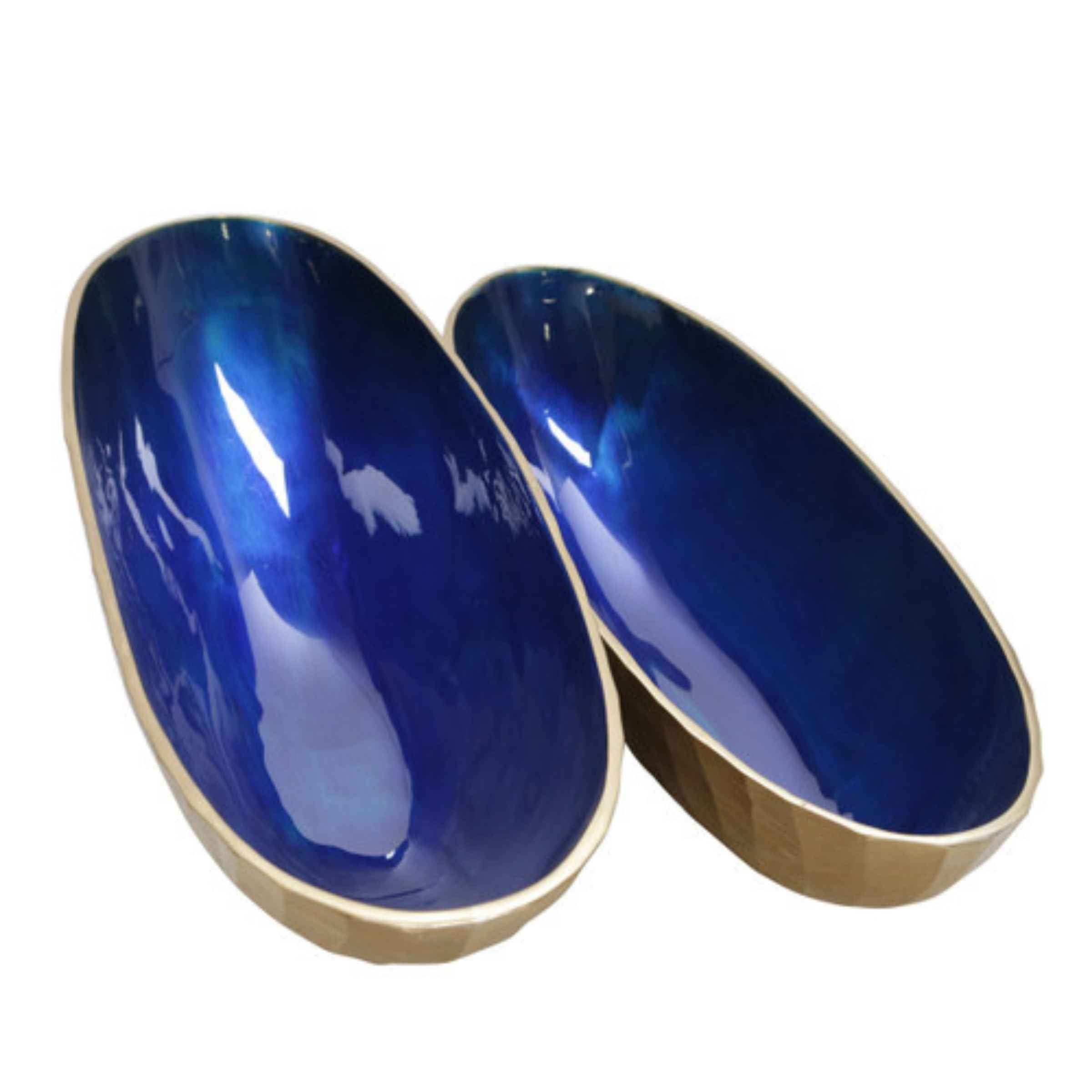Set Of 2 Aluminum Oval Bowl - Blue 15235-02 -  Bowls | طقم مكون من 2 وعاء ألومنيوم بيضاوي - أزرق - ebarza Furniture UAE | Shop Modern Furniture in Abu Dhabi & Dubai - مفروشات ايبازرا في الامارات | تسوق اثاث عصري وديكورات مميزة في دبي وابوظبي