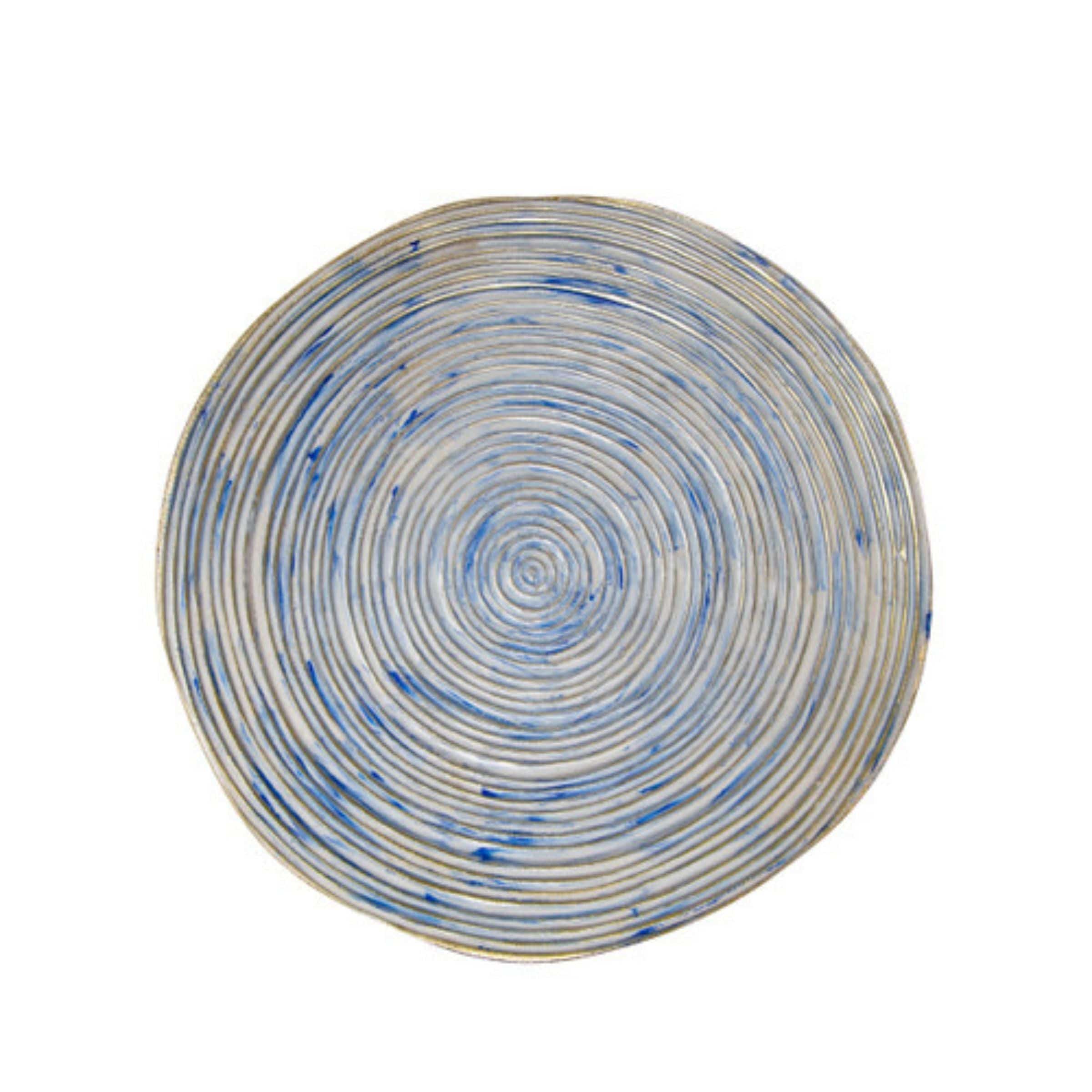 Set Of 2 Decorative Metal Swirl Tray - Blue/Multi 15559 -  Trays | مجموعة مكونة من 2 صينية دوامة معدنية للزينة - أزرق / متعدد - ebarza Furniture UAE | Shop Modern Furniture in Abu Dhabi & Dubai - مفروشات ايبازرا في الامارات | تسوق اثاث عصري وديكورات مميزة في دبي وابوظبي