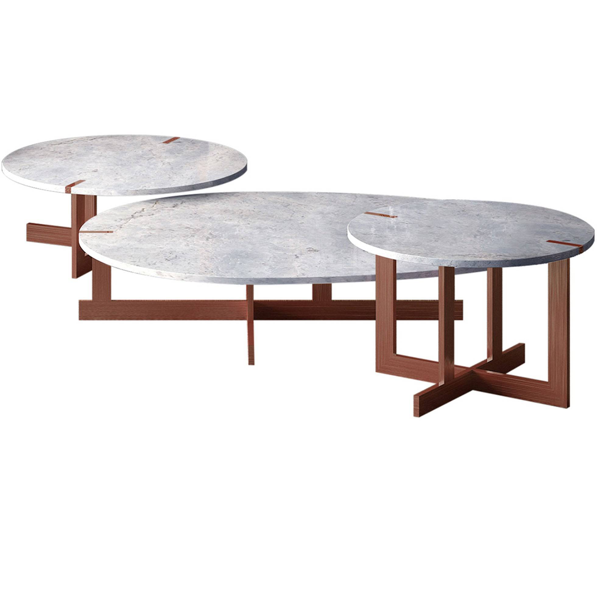 Set Of 3 Kirona Natural Marble Tables 338Ct+St+Et -  Side Tables | مجموعة من 3 طاولات من الرخام الطبيعي كيرونا - ebarza Furniture UAE | Shop Modern Furniture in Abu Dhabi & Dubai - مفروشات ايبازرا في الامارات | تسوق اثاث عصري وديكورات مميزة في دبي وابوظبي