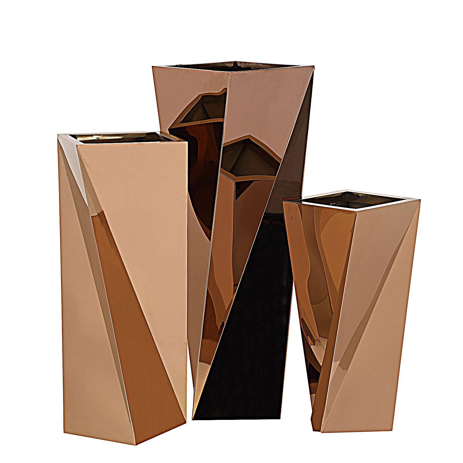 Set Of 3 Large Stainless Steel Planter Box Jks090-91-92 Tg-P02-Rg -  Planter Boxes | مجموعة من 3 صناديق زراعه كبيرة مصنوعة يدويًا من الفولاذ المقاوم للصدأ - ebarza Furniture UAE | Shop Modern Furniture in Abu Dhabi & Dubai - مفروشات ايبازرا في الامارات | تسوق اثاث عصري وديكورات مميزة في دبي وابوظبي