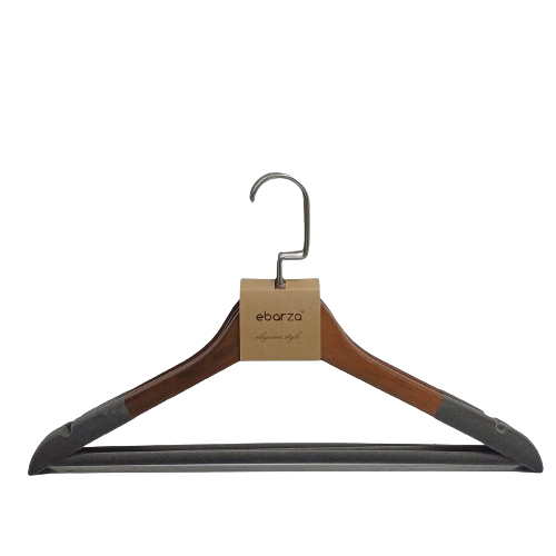 Set of 3 maple wood coat hangers from BEACON, featuring natural finish and sturdy design for hanging clothes.