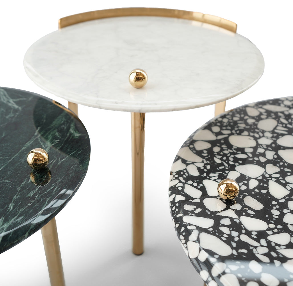 Set Of 3 Natural Marble Center Table Tg-631 -  Coffee Tables - ebarza Furniture UAE | Shop Modern Furniture in Abu Dhabi & Dubai - مفروشات ايبازرا في الامارات | تسوق اثاث عصري وديكورات مميزة في دبي وابوظبي